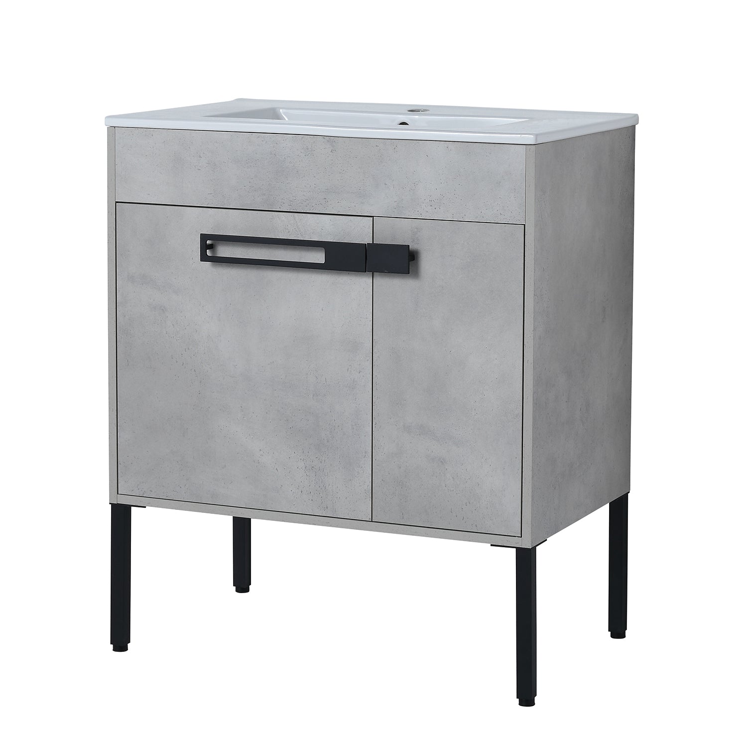 30 in. W x 18 in. D x 34 in. H Bath Vanity Set in Cement Grey with Ceramic Vanity Top in White with White Basin