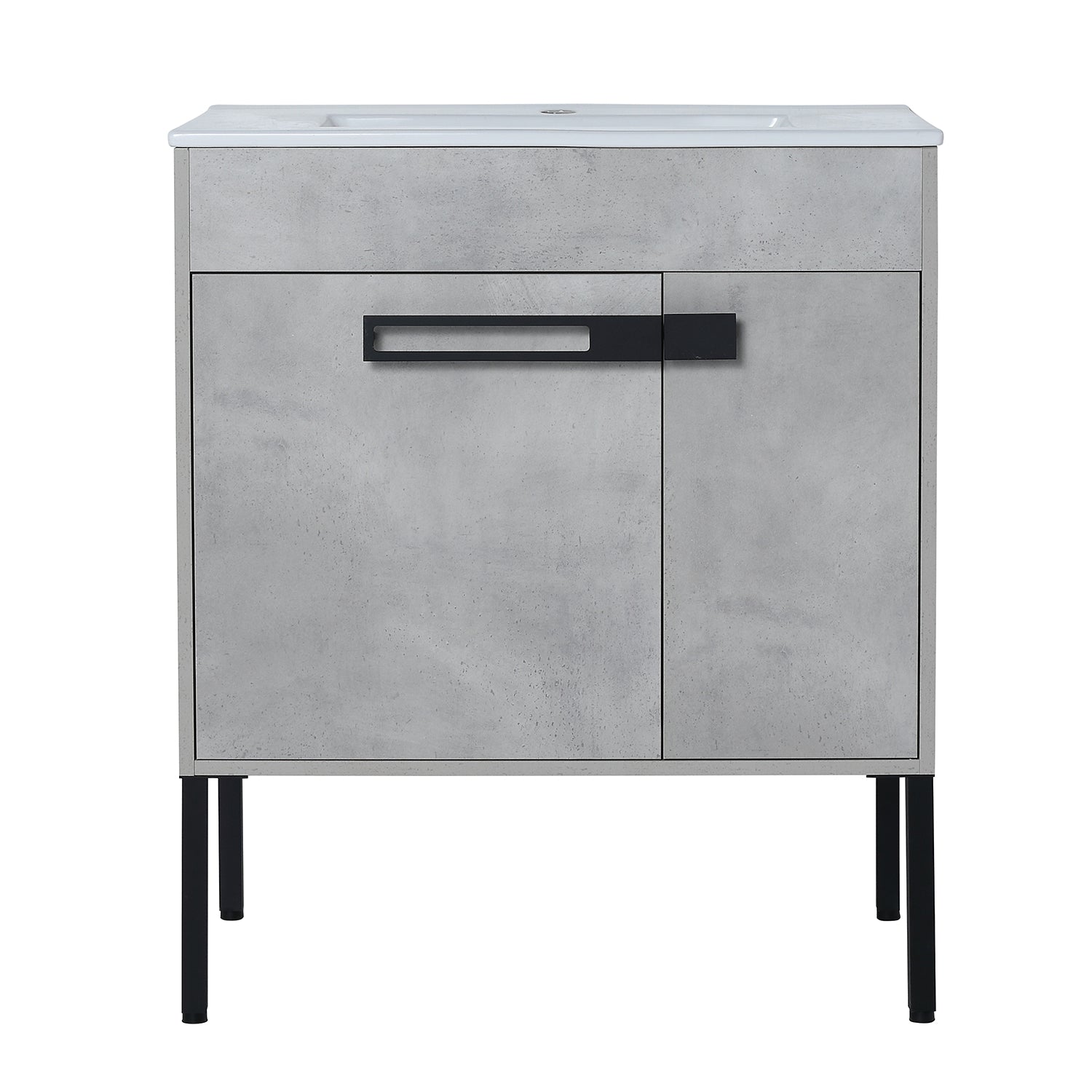 29.9 in. W x 18 in. D x 34 in. H Bath Vanity Set in Cement Grey with Ceramic Vanity Top in White with White Basin