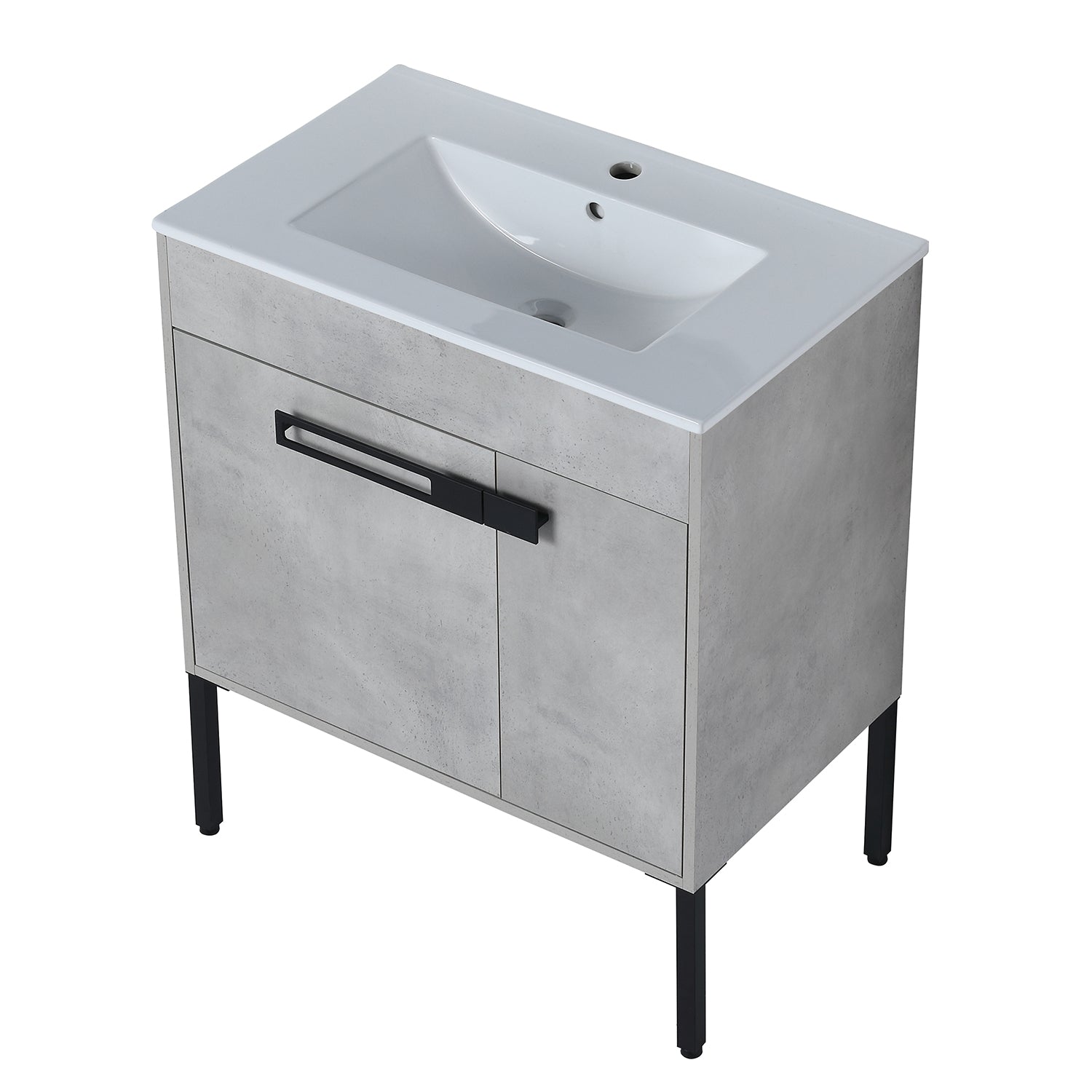 29.9 in. W x 18 in. D x 34 in. H Bath Vanity Set in Cement Grey with Ceramic Vanity Top in White with White Basin