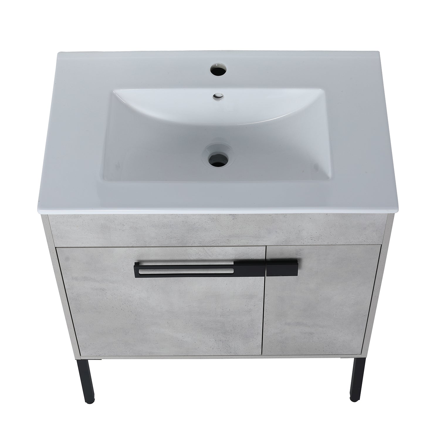 29.9 in. W x 18 in. D x 34 in. H Bath Vanity Set in Cement Grey with Ceramic Vanity Top in White with White Basin