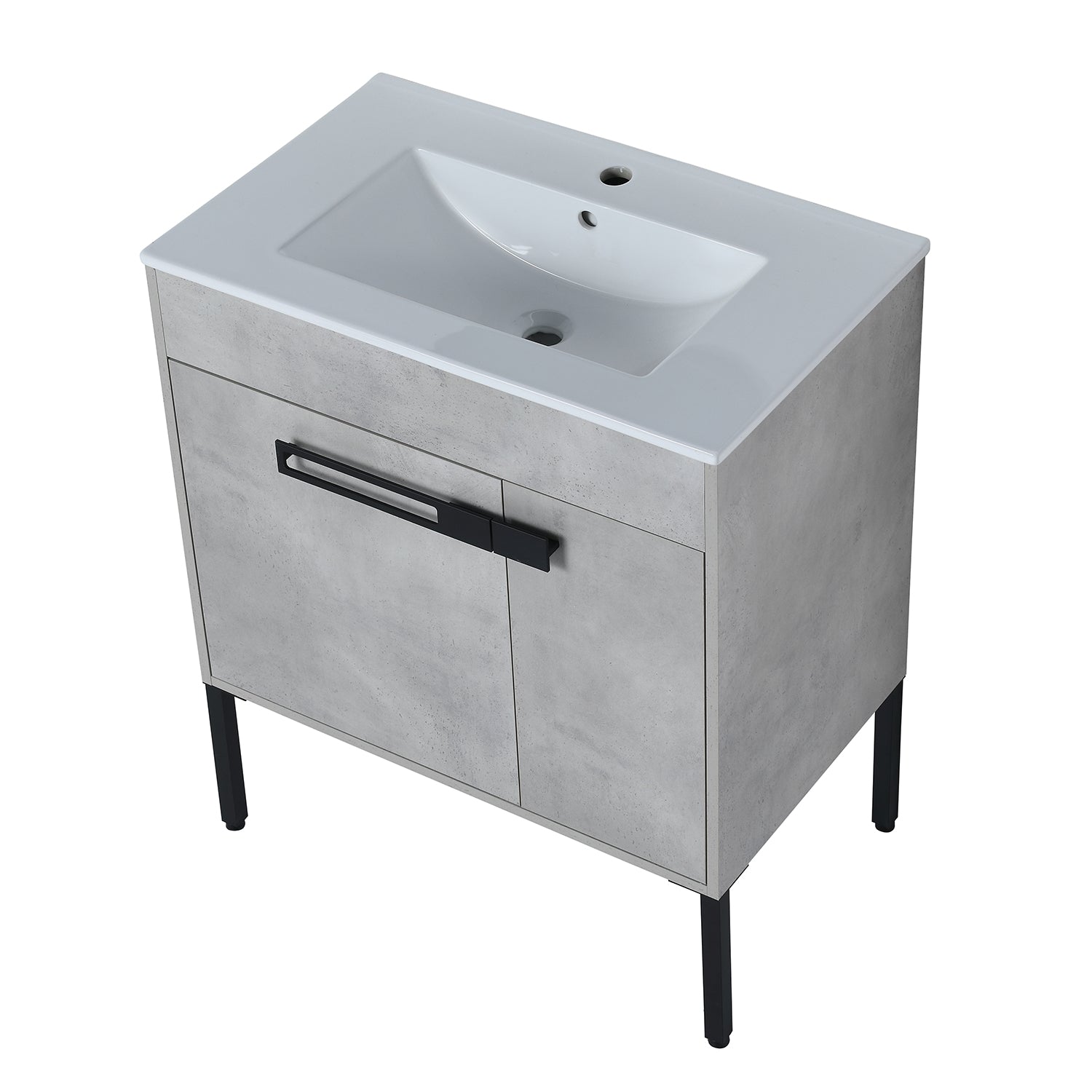 29.9 in. W x 18 in. D x 34 in. H Bath Vanity Set in Cement Grey with Ceramic Vanity Top in White with White Basin