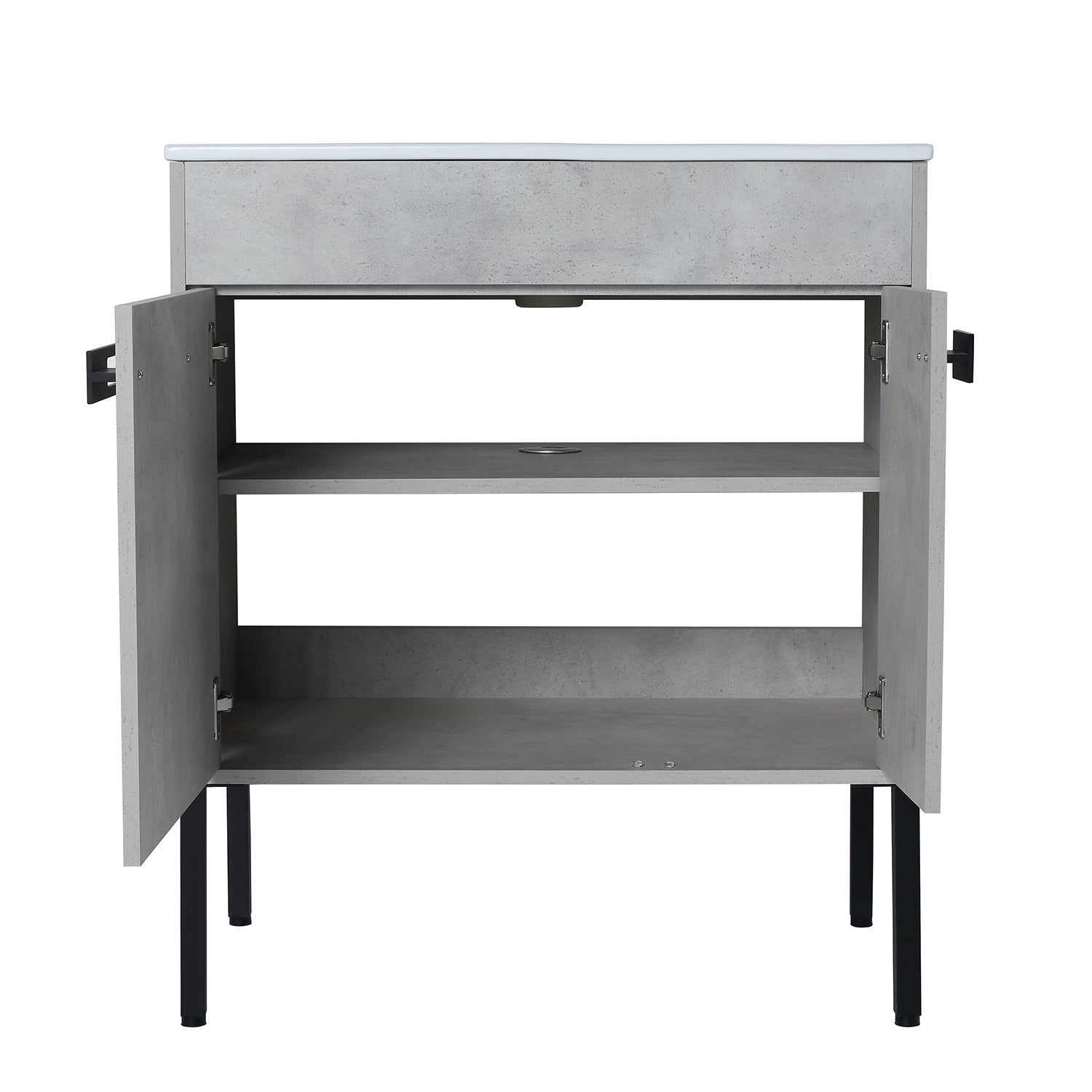 30 in. W x 18 in. D x 34 in. H Bath Vanity Set in Cement Grey with Ceramic Vanity Top in White with White Basin