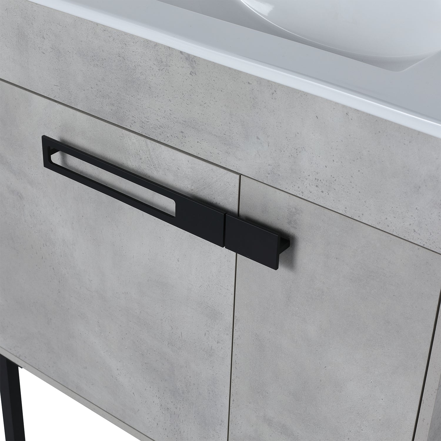 30 in. W x 18 in. D x 34 in. H Bath Vanity Set in Cement Grey with Ceramic Vanity Top in White with White Basin