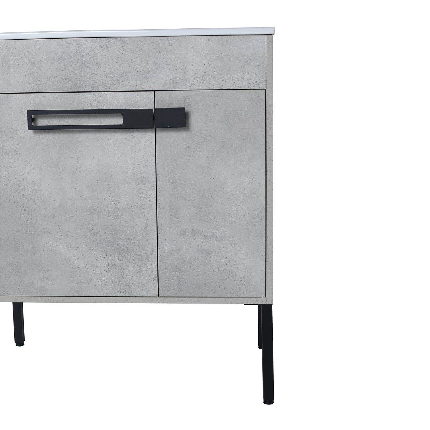 29.9 in. W x 18 in. D x 34 in. H Bath Vanity Set in Cement Grey with Ceramic Vanity Top in White with White Basin