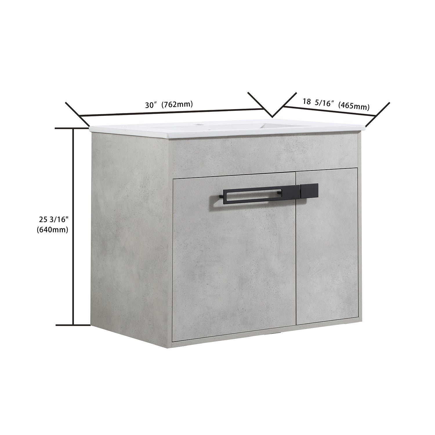 29.9 in. W x 18 in. D x 34 in. H Bath Vanity Set in Cement Grey with Ceramic Vanity Top in White with White Basin