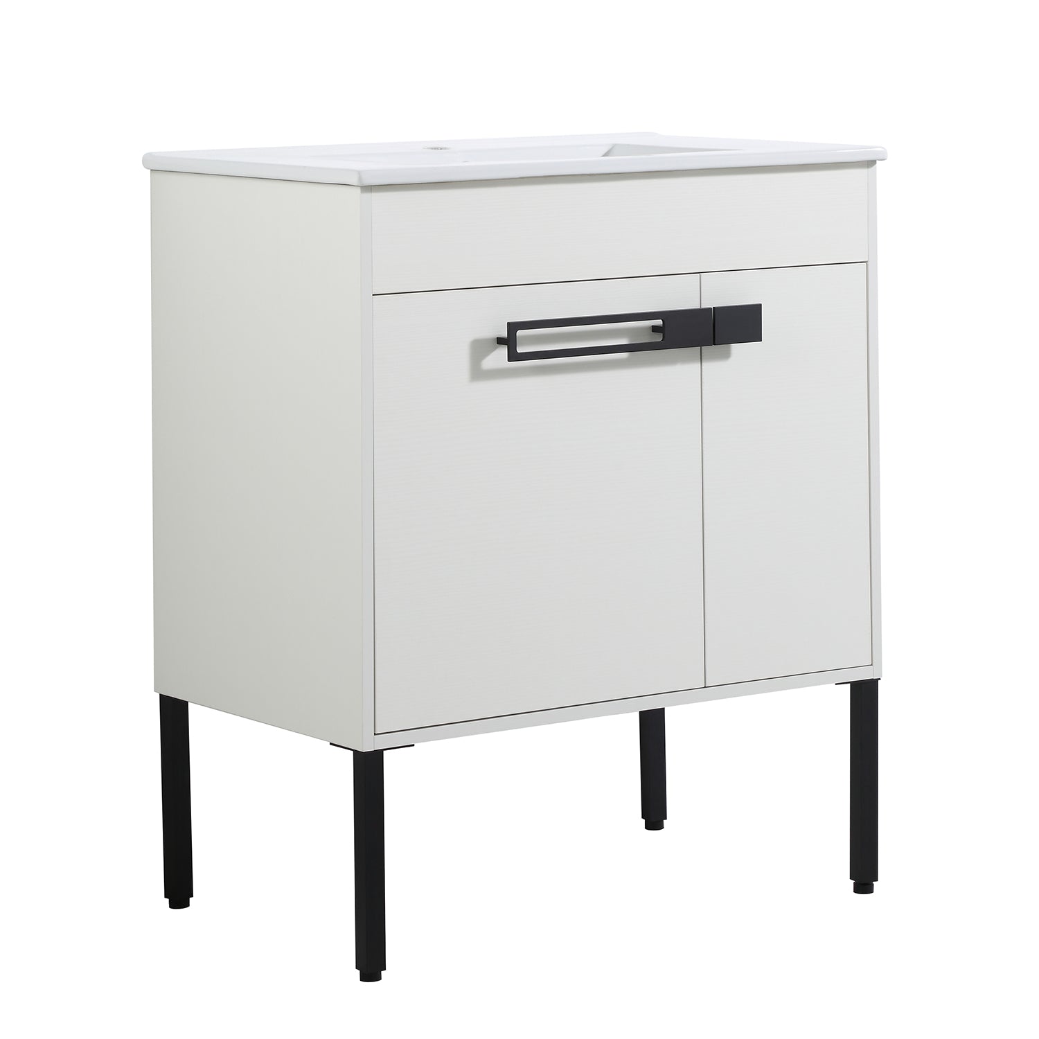 30 in. W x 18 in. D x 35 in. H Bath Vanity Set in White with Cultured Marble Vanity Top in White with White Basin