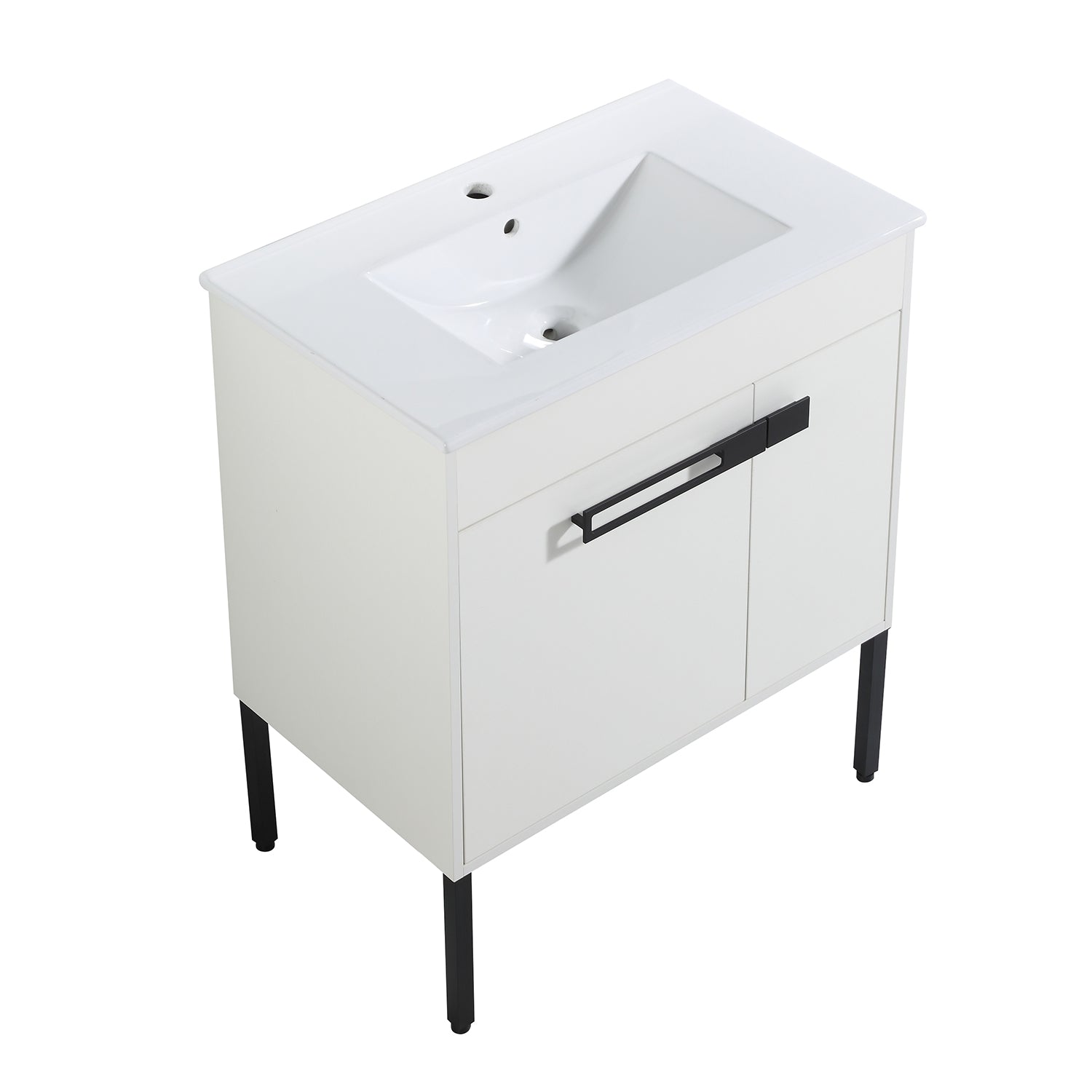 30 in. W x 18 in. D x 35 in. H Bath Vanity Set in White with Cultured Marble Vanity Top in White with White Basin