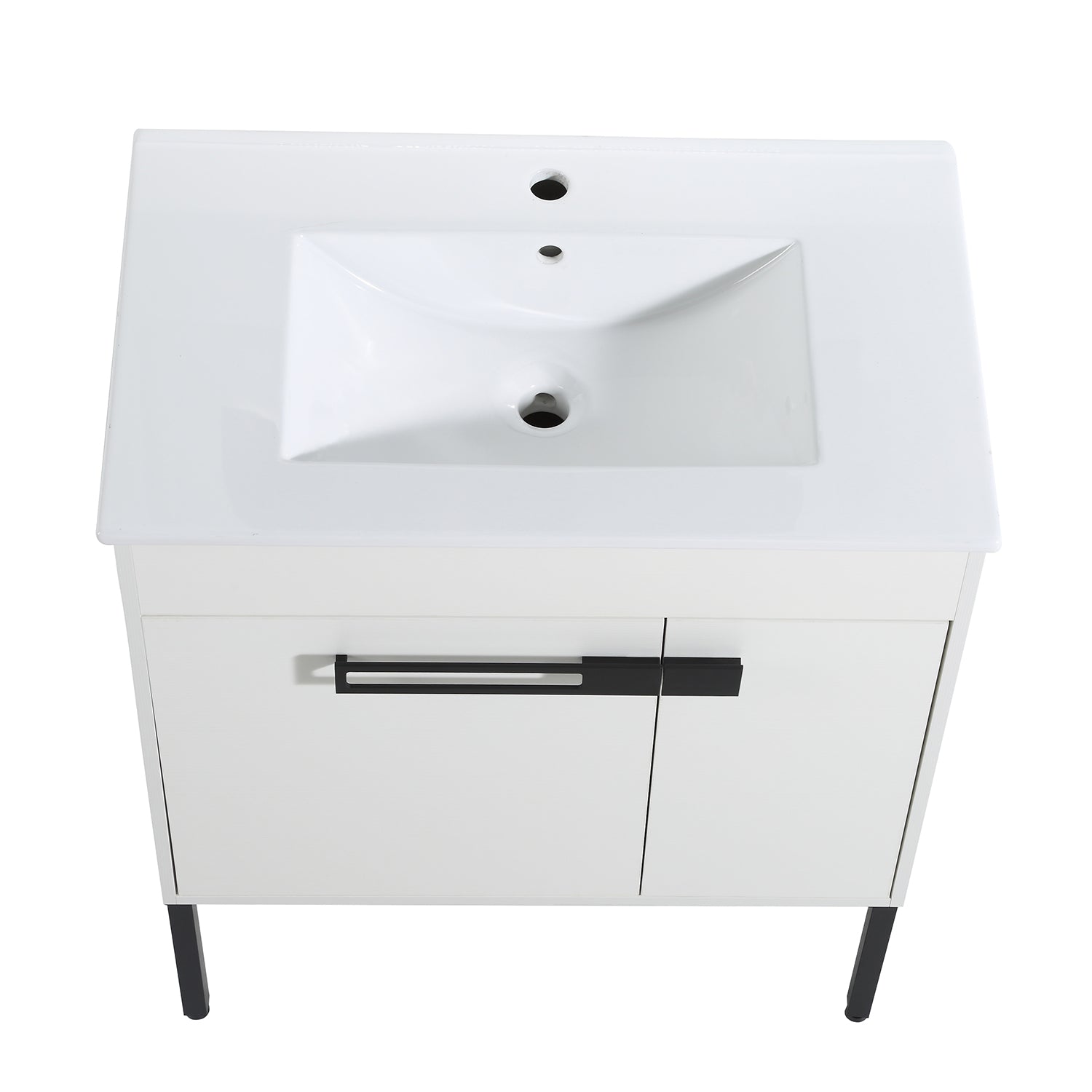 30 in. W x 18 in. D x 35 in. H Bath Vanity Set in White with Cultured Marble Vanity Top in White with White Basin