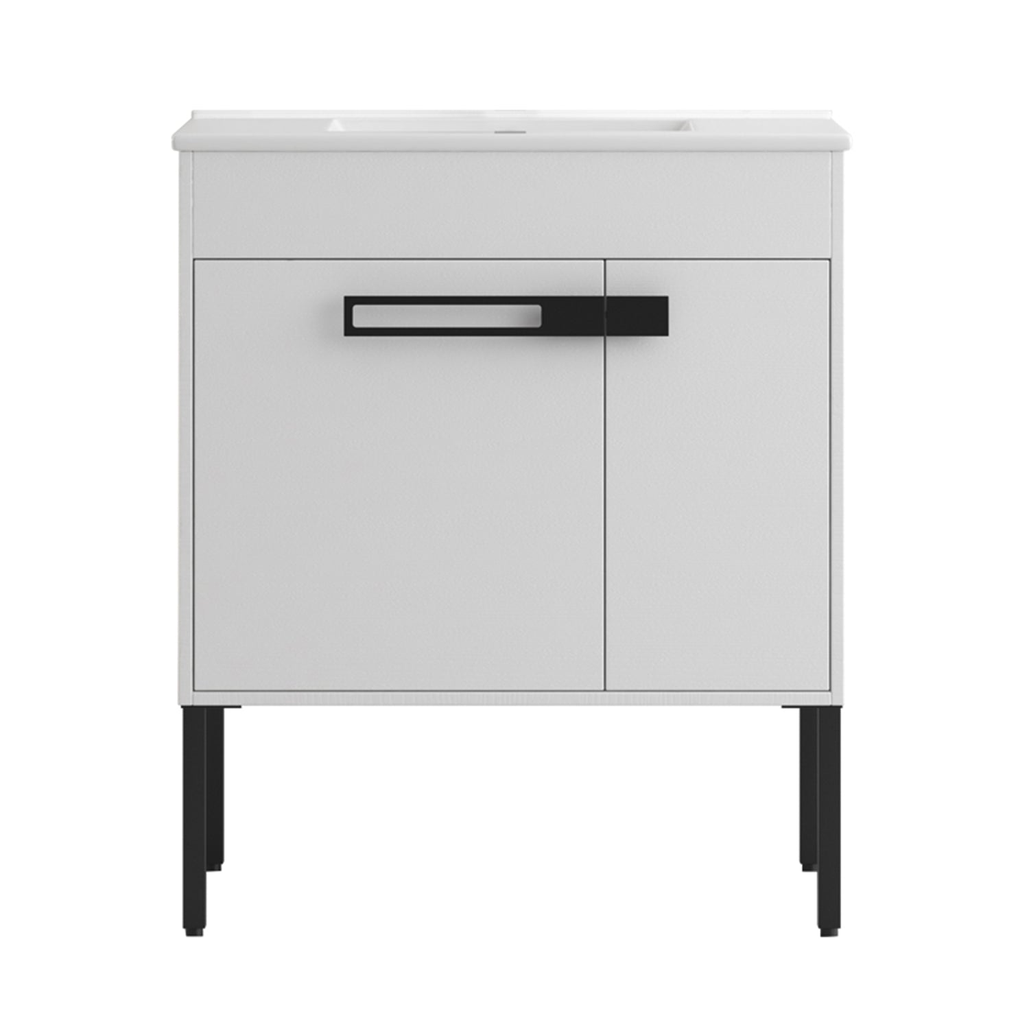 30 in. W x 18 in. D x 35 in. H Bath Vanity Set in White with Cultured Marble Vanity Top in White with White Basin