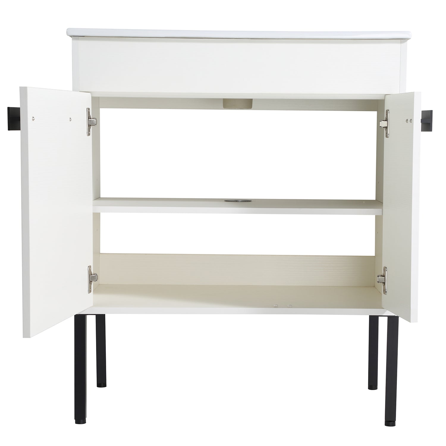 30 in. W x 18 in. D x 35 in. H Bath Vanity Set in White with Cultured Marble Vanity Top in White with White Basin