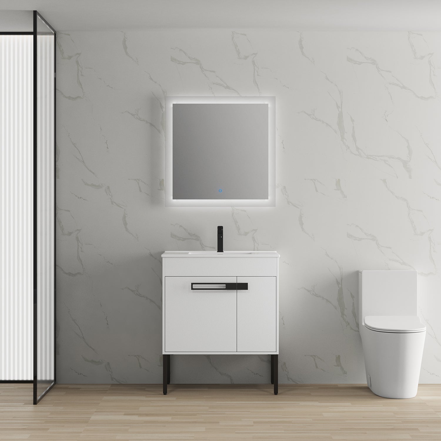 30 in. W x 18 in. D x 35 in. H Bath Vanity Set in White with Cultured Marble Vanity Top in White with White Basin