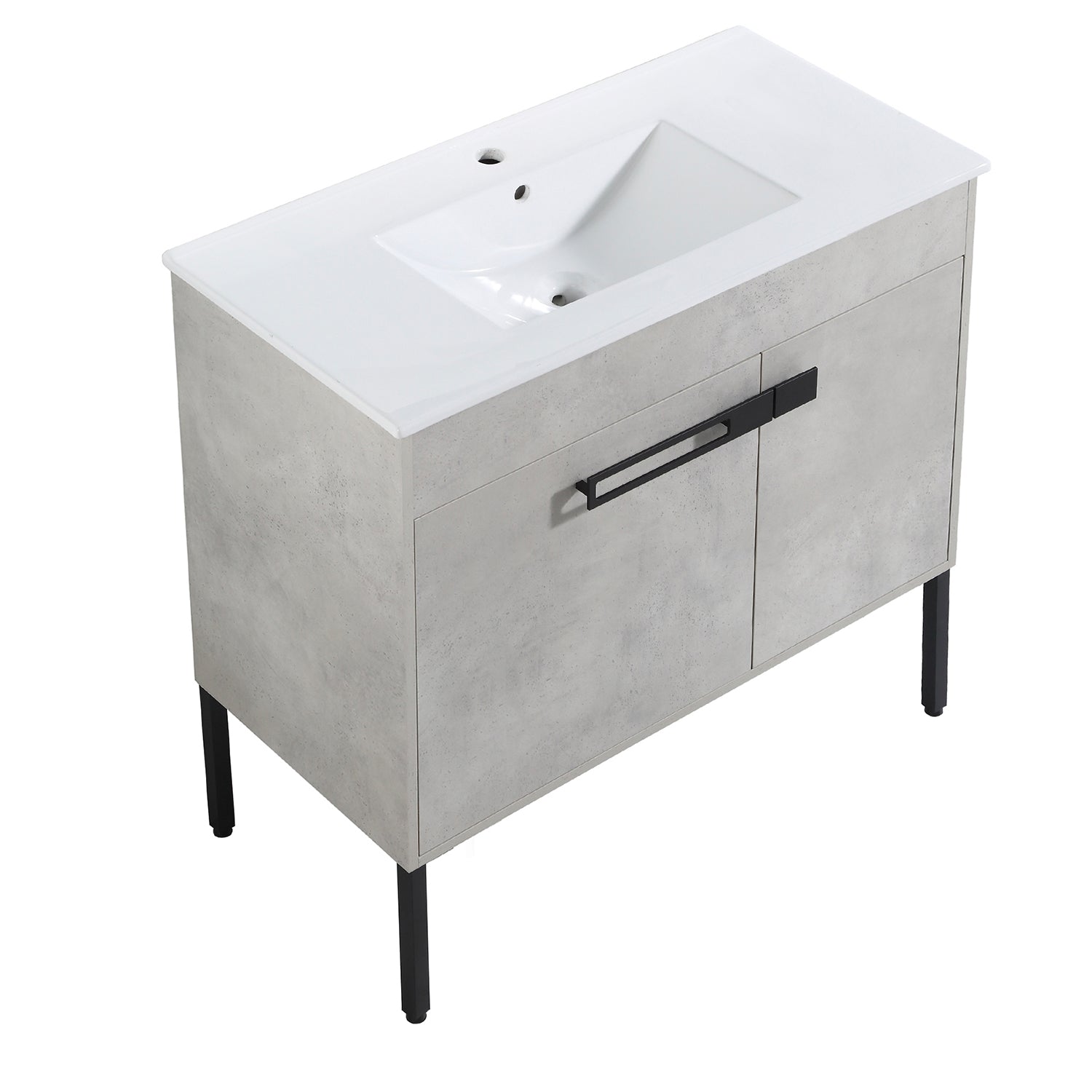 36 in. W x 18 in. D x 35 in. H Bath Vanity Set in Cement Grey with Cultured Marble Vanity Top in White with White Basin