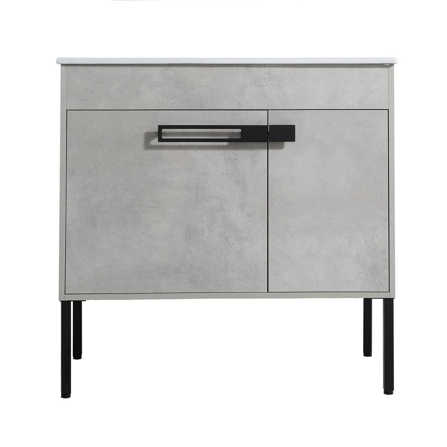 36 in. W x 18 in. D x 35 in. H Bath Vanity Set in Cement Grey with Cultured Marble Vanity Top in White with White Basin