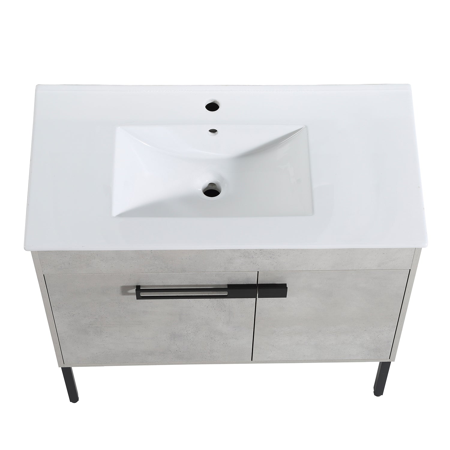 36 in. W x 18 in. D x 35 in. H Bath Vanity Set in Cement Grey with Cultured Marble Vanity Top in White with White Basin