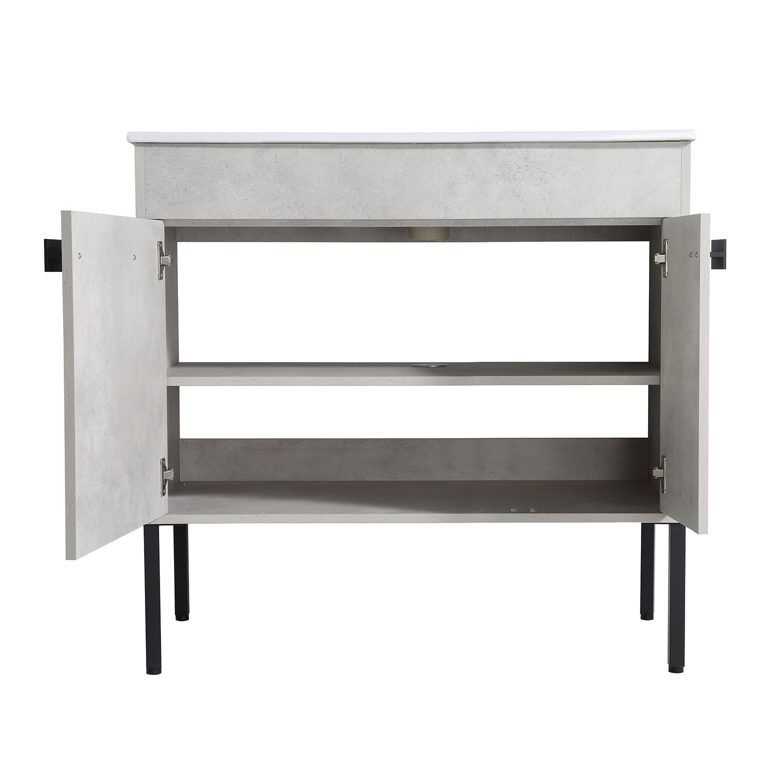 36 in. W x 18 in. D x 35 in. H Bath Vanity Set in Cement Grey with Cultured Marble Vanity Top in White with White Basin