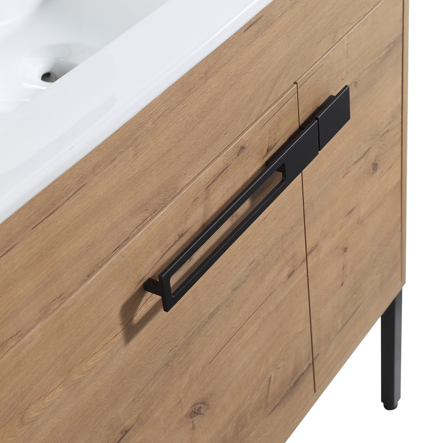 36 in. W x 18 in. D x 35 in. H Bath Vanity Set in Imitative Oak with Cultured Marble Vanity Top in White with White Basin