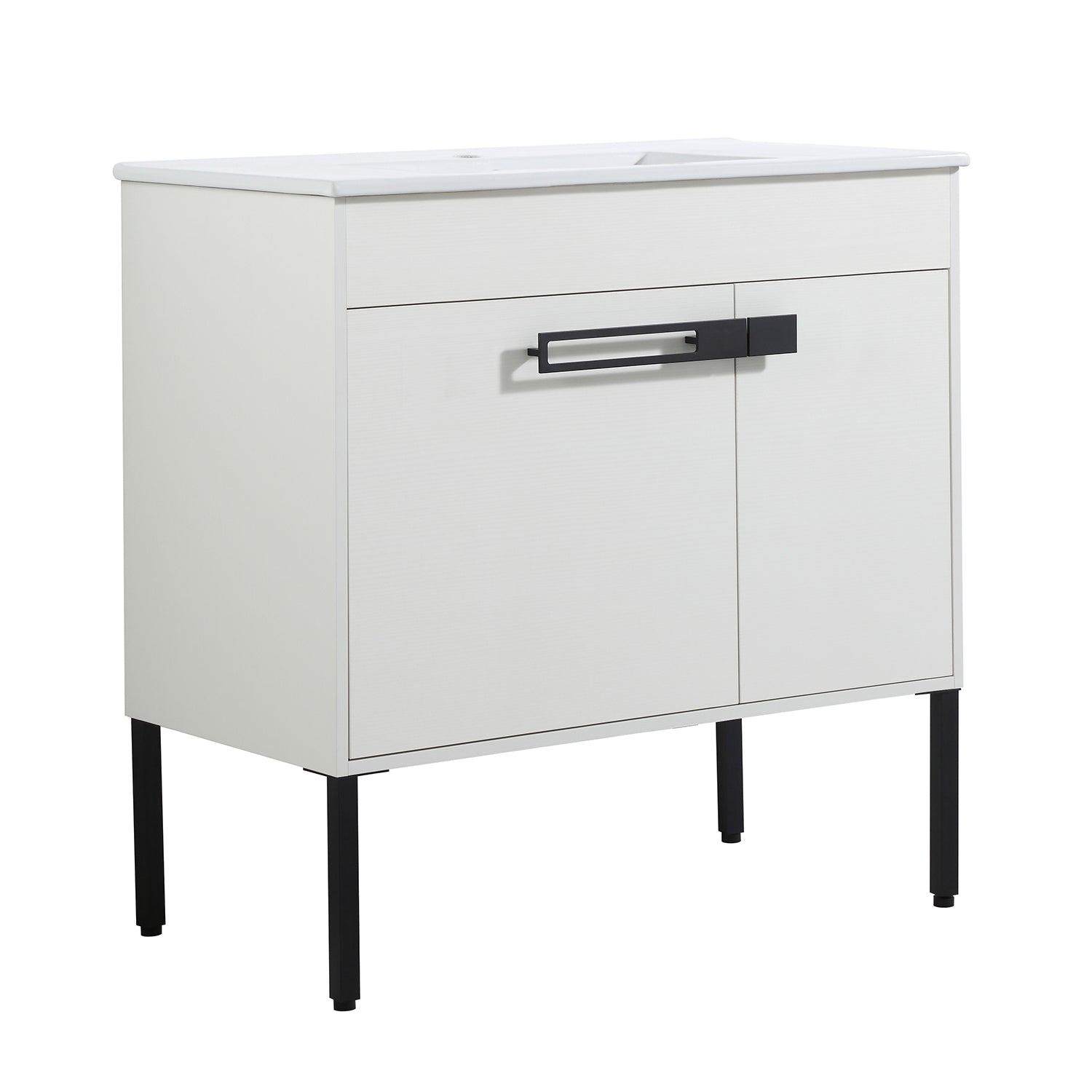 36 in. W x 18 in. D x 35 in. H Bath Vanity Set in White with Cultured Marble Vanity Top in White with White Basin