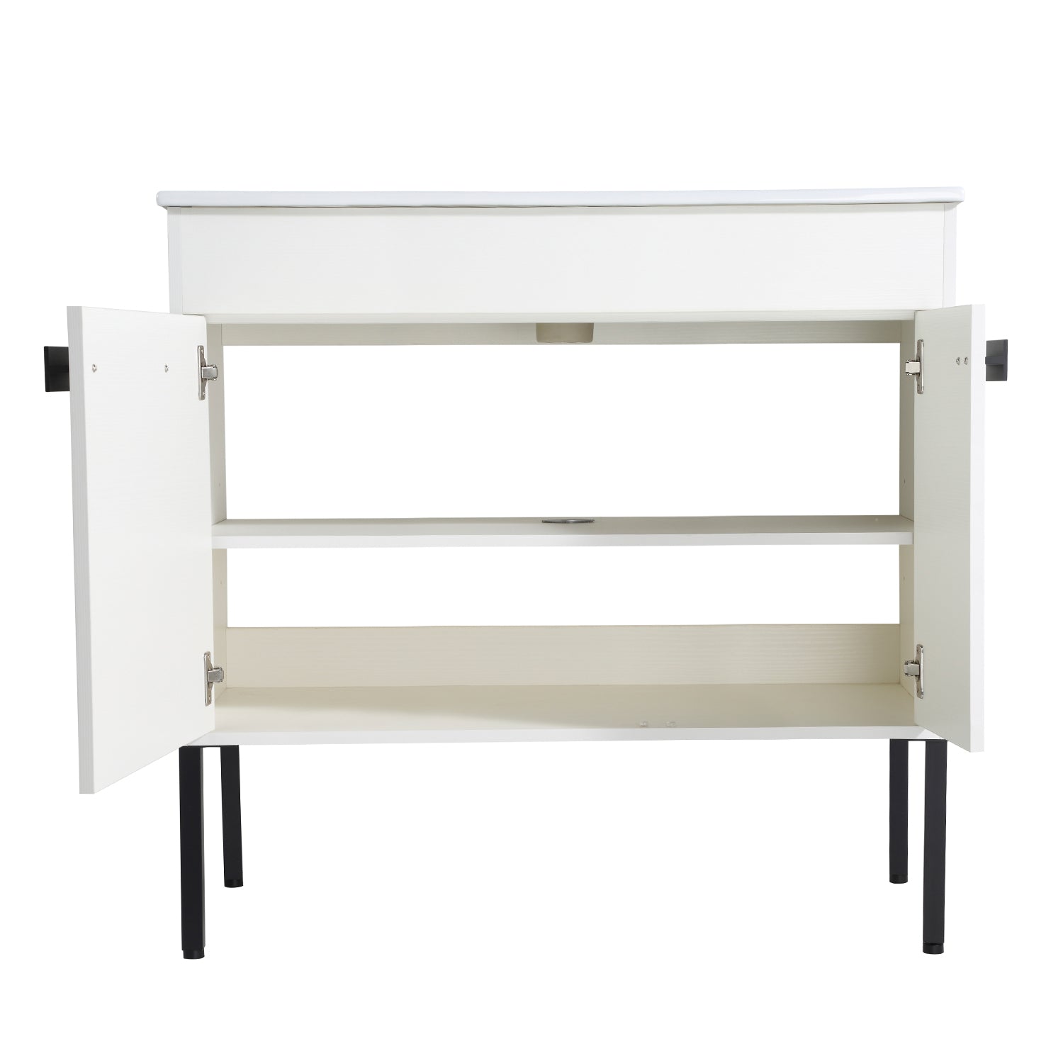 36 in. W x 18 in. D x 35 in. H Bath Vanity Set in White with Cultured Marble Vanity Top in White with White Basin