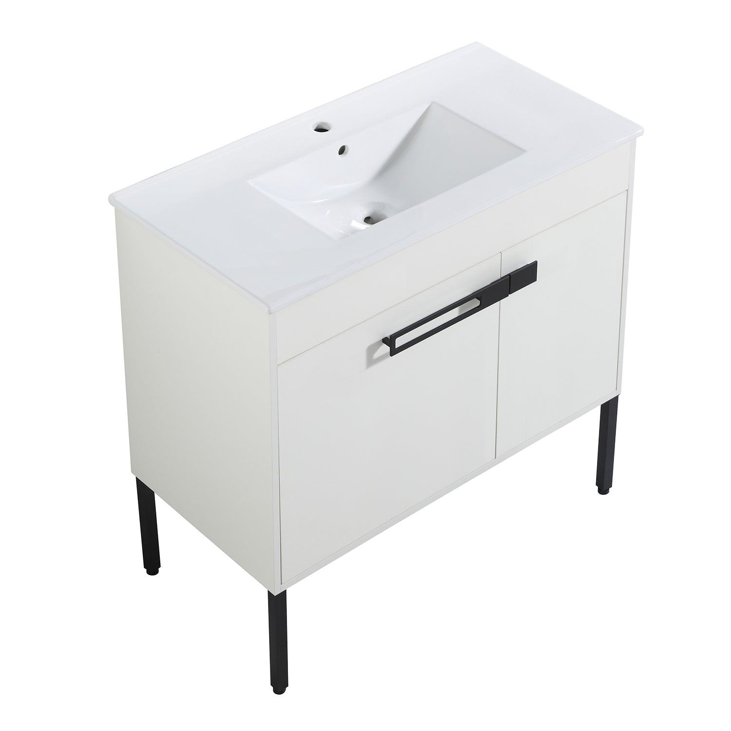 36 in. W x 18 in. D x 35 in. H Bath Vanity Set in White with Cultured Marble Vanity Top in White with White Basin