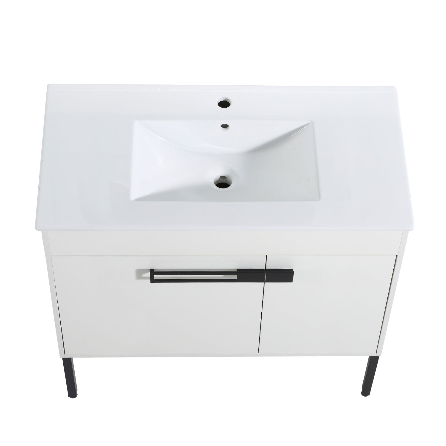 36 in. W x 18 in. D x 35 in. H Bath Vanity Set in White with Cultured Marble Vanity Top in White with White Basin