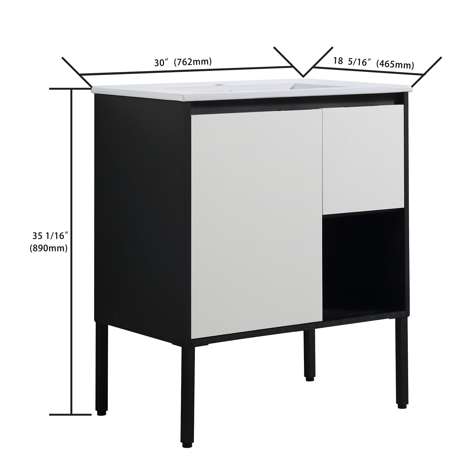 30 in. W x 18 in. D Bath Vanity Set in White with Cultured Marble Vanity Top in White with White Basin