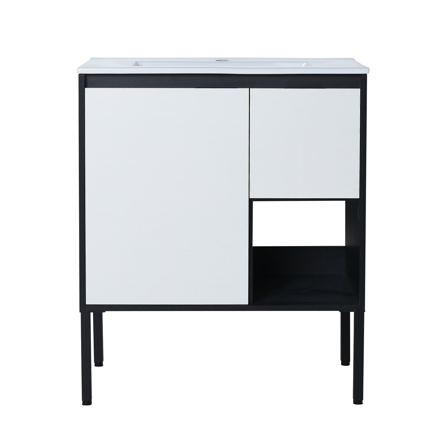 30 in. W x 18 in. D Bath Vanity Set in White with Cultured Marble Vanity Top in White with White Basin