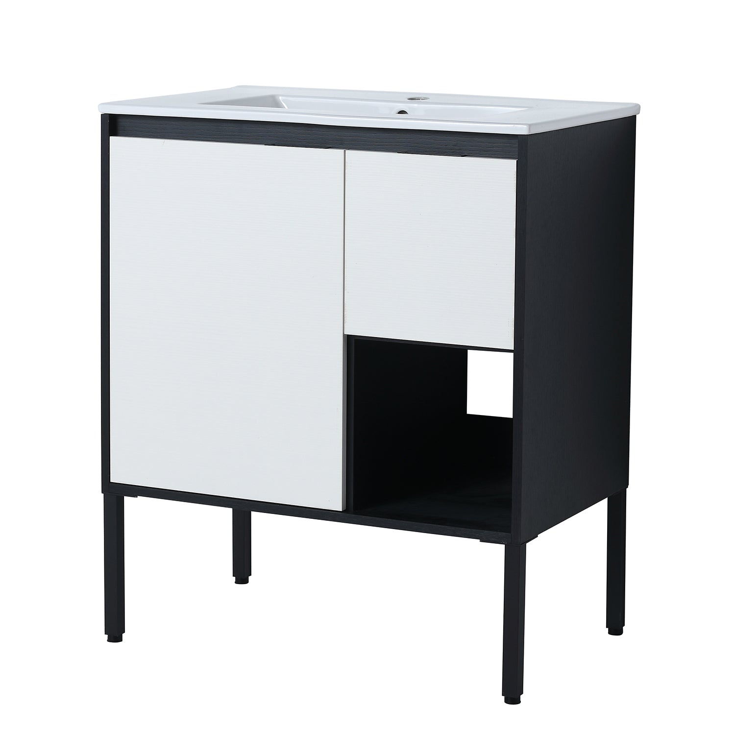 30 in. W x 18 in. D Bath Vanity Set in White with Cultured Marble Vanity Top in White with White Basin