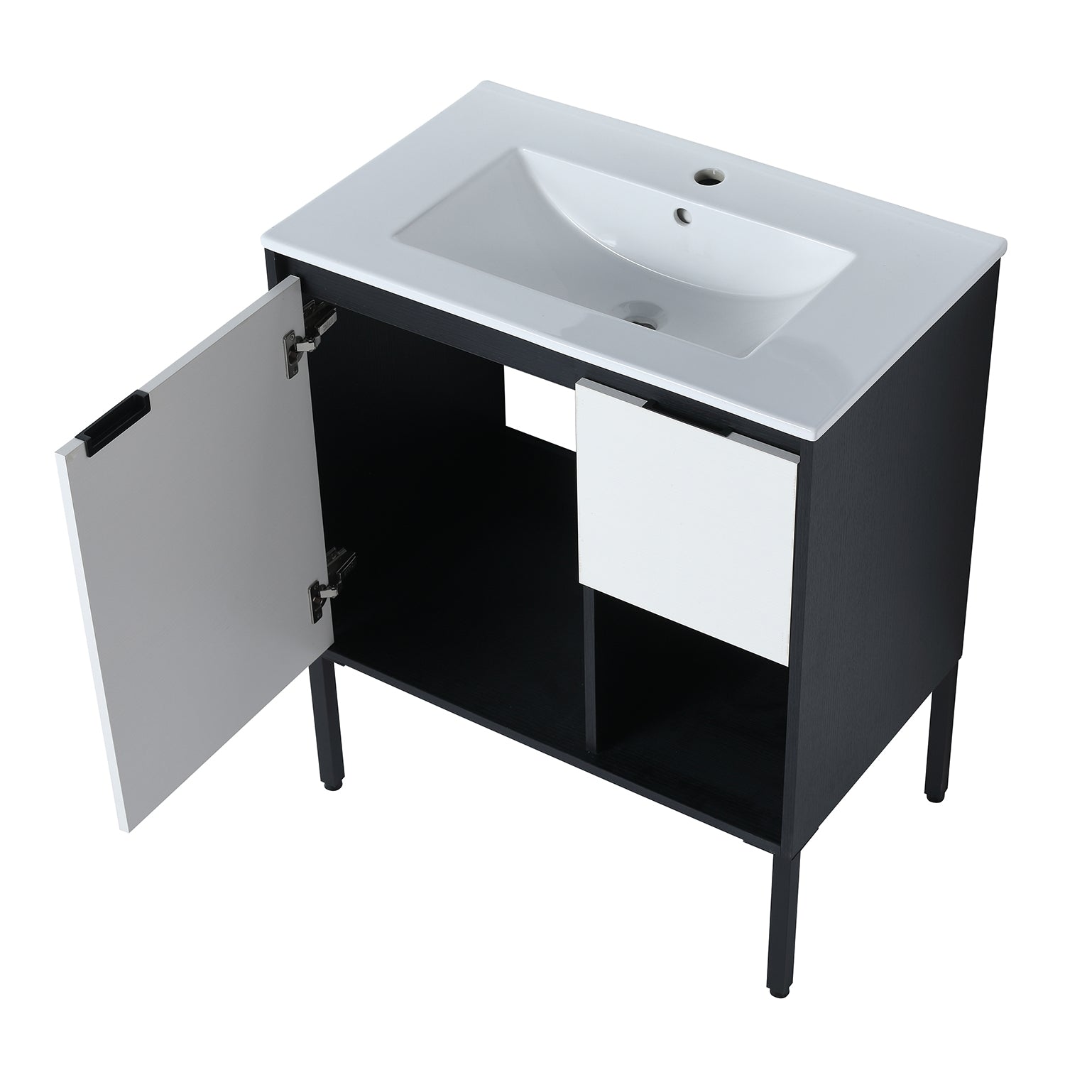 30 in. W x 18 in. D Bath Vanity Set in White with Cultured Marble Vanity Top in White with White Basin