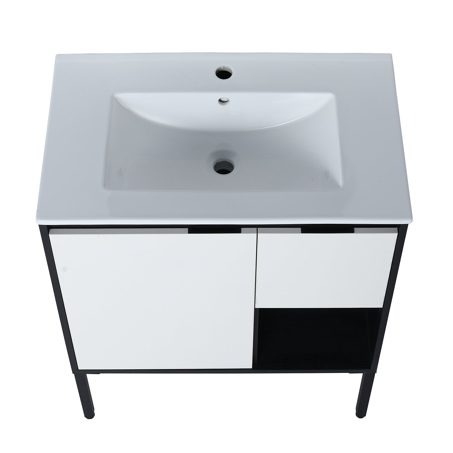 30 in. W x 18 in. D Bath Vanity Set in White with Cultured Marble Vanity Top in White with White Basin