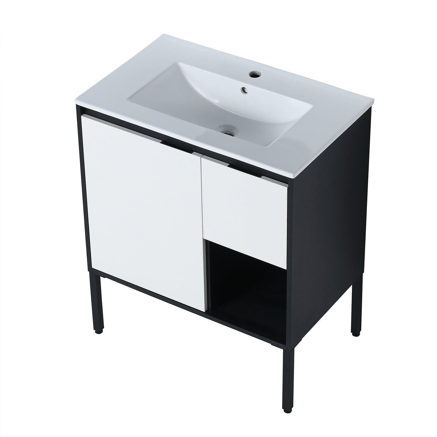 30 in. W x 18 in. D Bath Vanity Set in White with Cultured Marble Vanity Top in White with White Basin
