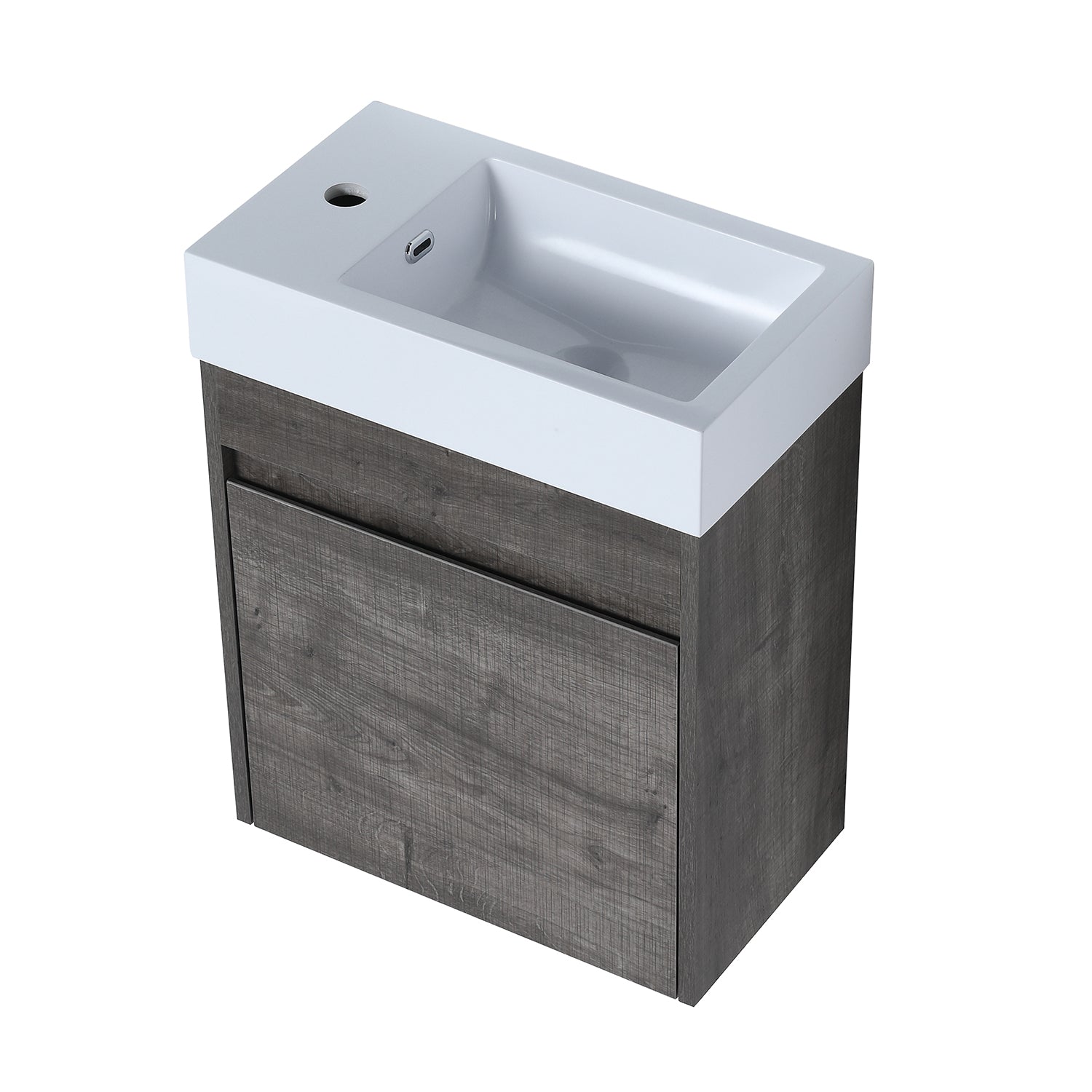 18 in. W x 10 in. D x 23 in. H Bath Vanity Set in Grey Oak with Cultured Marble Vanity Top in White with White Basin