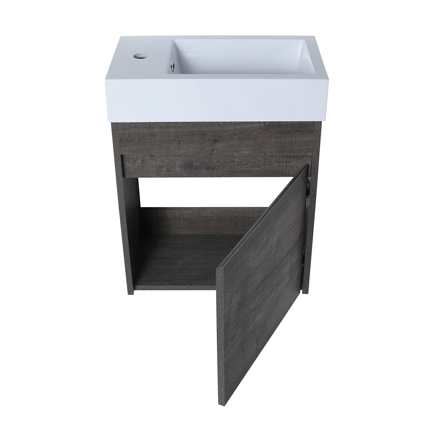 18 in. W x 10 in. D x 23 in. H Bath Vanity Set in Grey Oak with Cultured Marble Vanity Top in White with White Basin