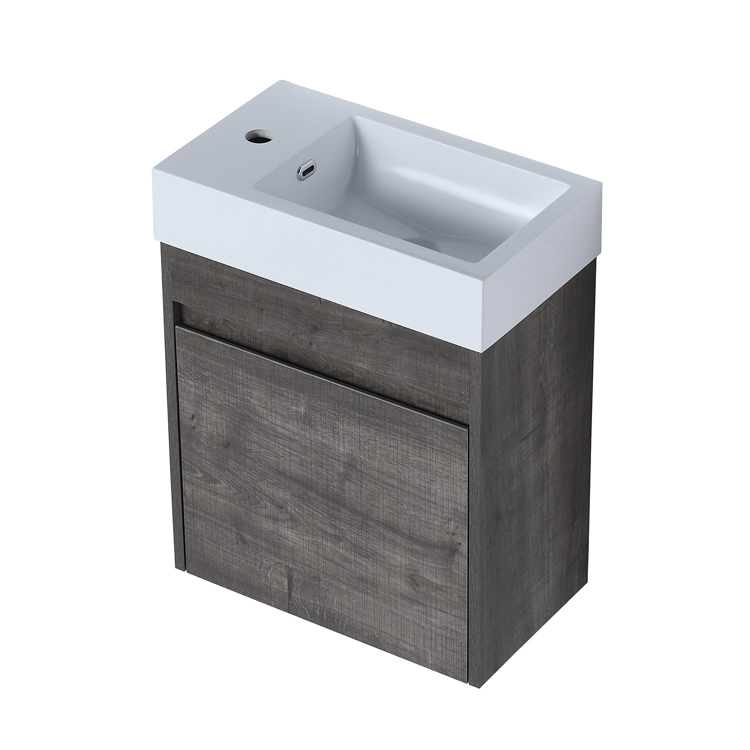 18 in. W x 10 in. D x 23 in. H Bath Vanity Set in Grey Oak with Cultured Marble Vanity Top in White with White Basin