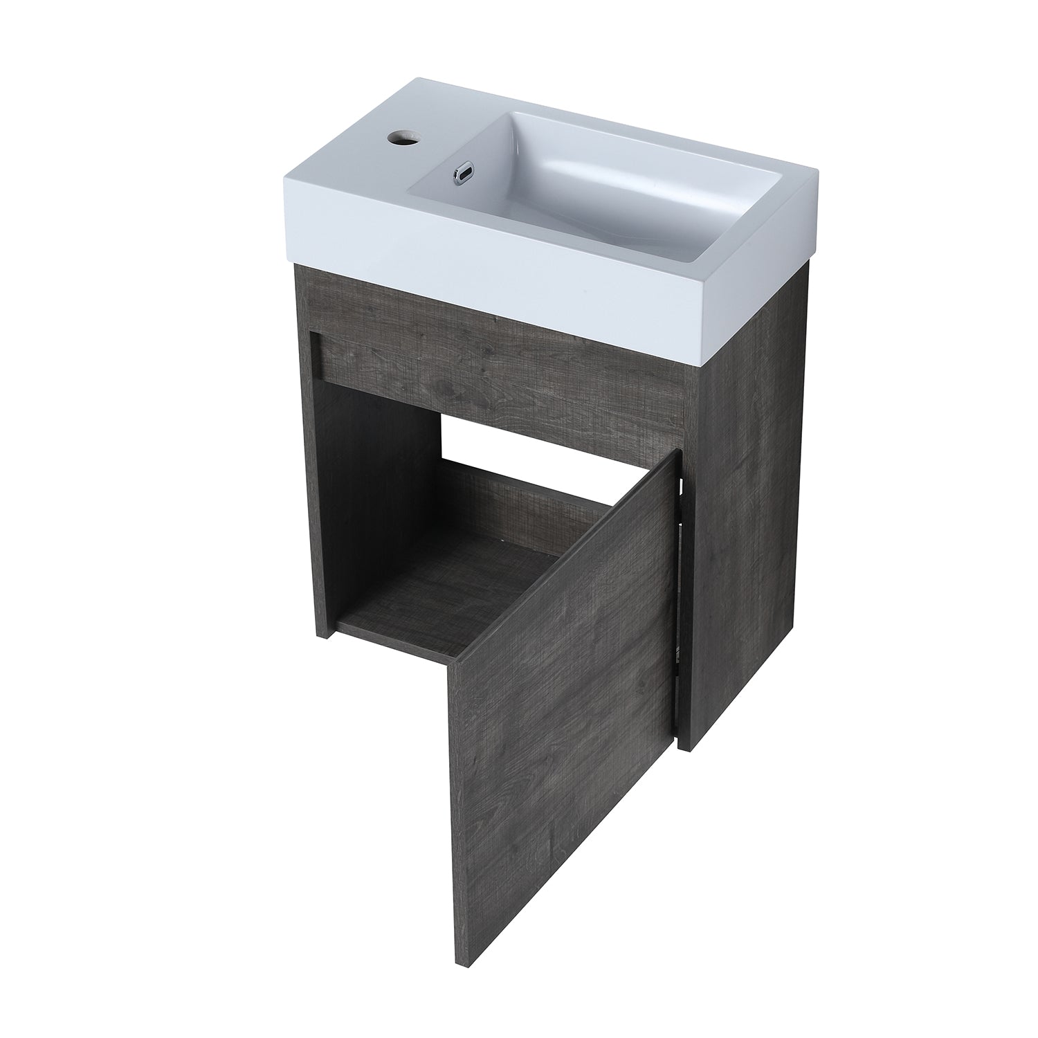 18 in. W x 10 in. D x 23 in. H Bath Vanity Set in Grey Oak with Cultured Marble Vanity Top in White with White Basin