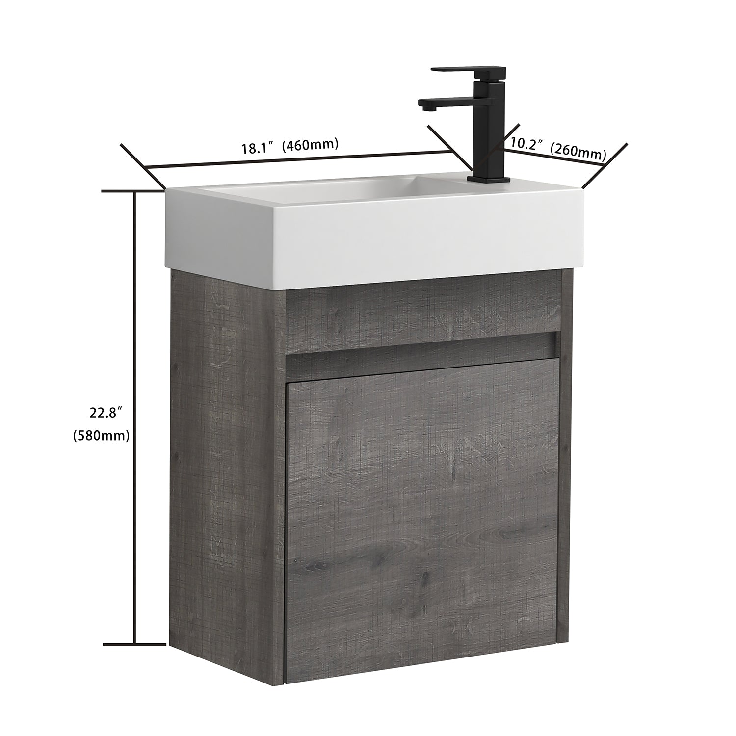18 in. W x 10 in. D x 23 in. H Bath Vanity Set in Grey Oak with Cultured Marble Vanity Top in White with White Basin