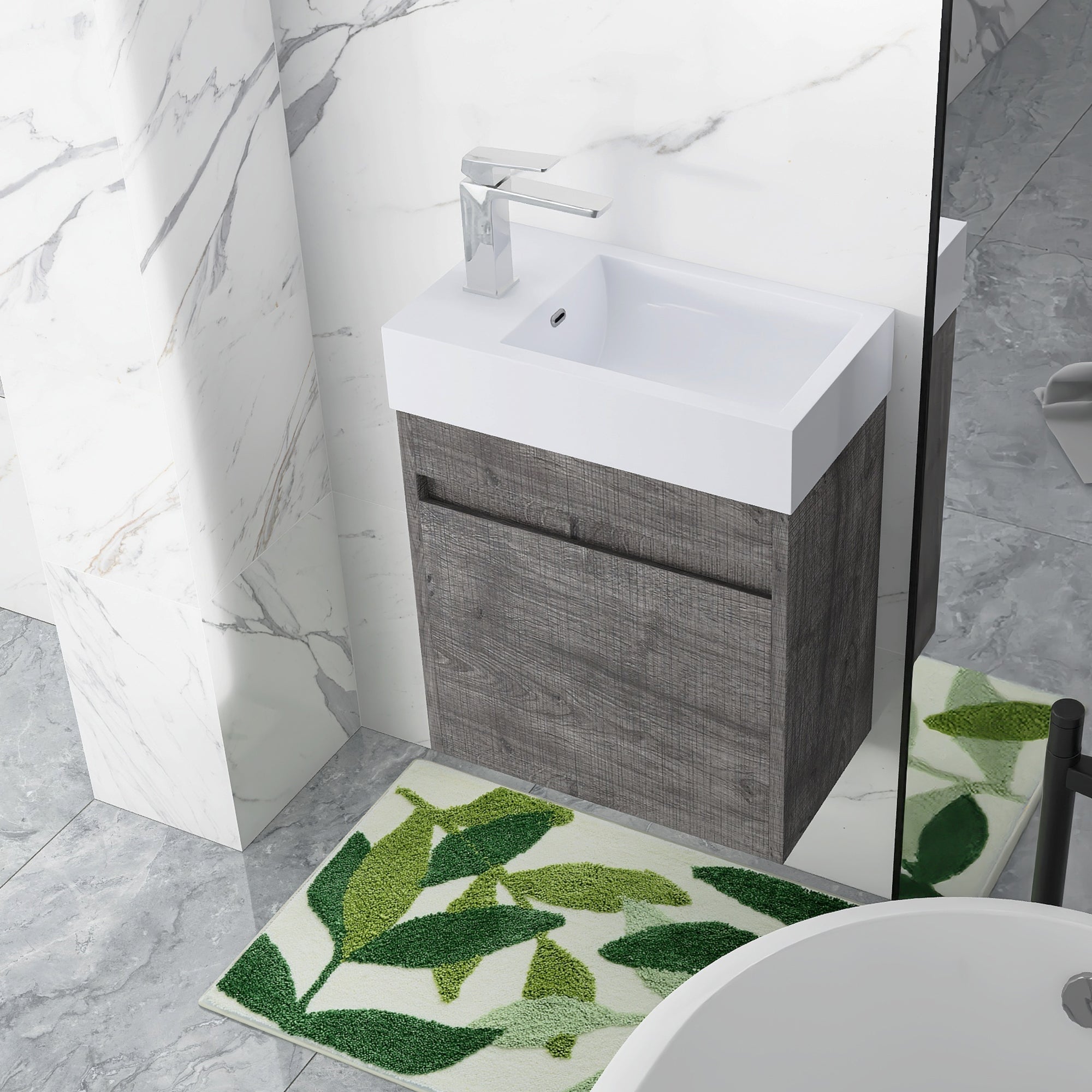 18 in. W x 10 in. D x 23 in. H Bath Vanity Set in Grey Oak with Cultured Marble Vanity Top in White with White Basin