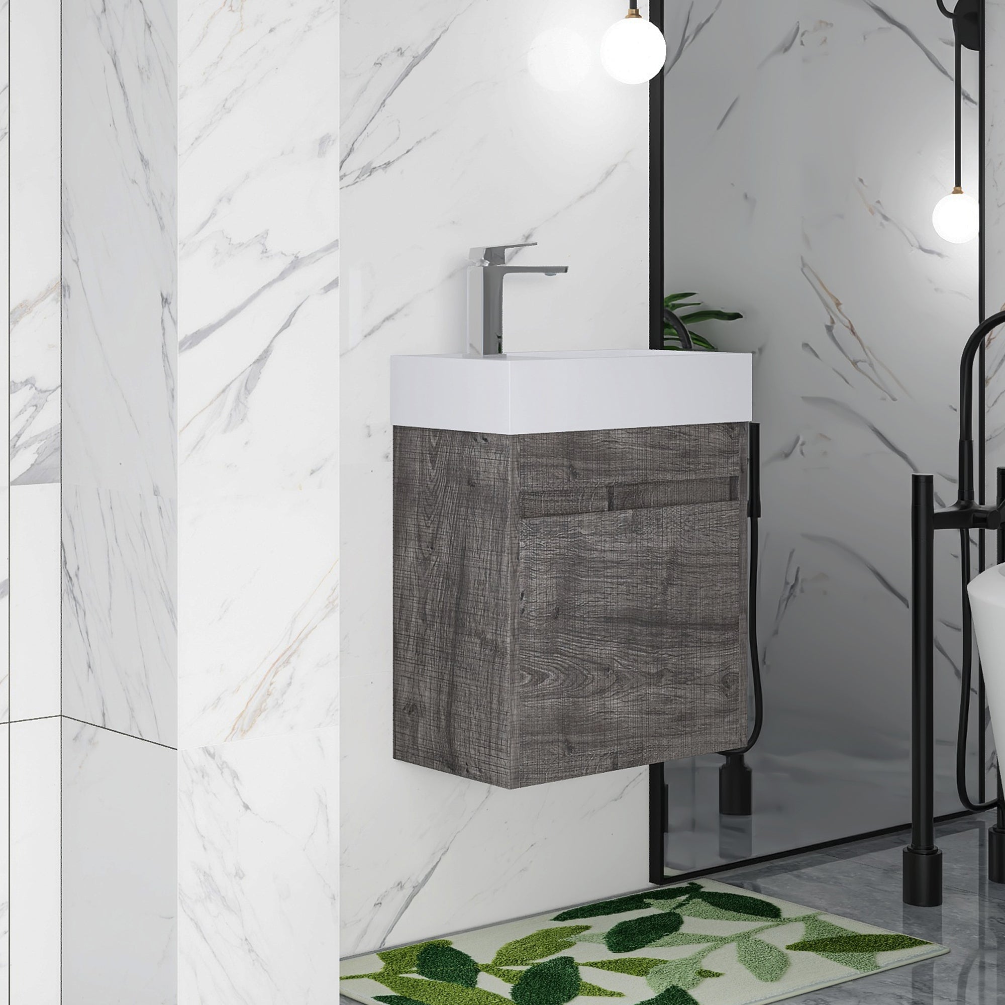 18 in. W x 10 in. D x 23 in. H Bath Vanity Set in Grey Oak with Cultured Marble Vanity Top in White with White Basin