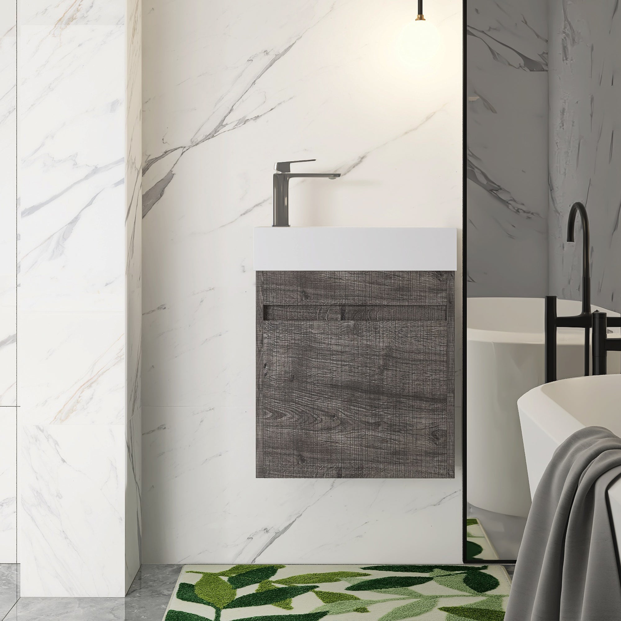 18 in. W x 10 in. D x 23 in. H Bath Vanity Set in Grey Oak with Cultured Marble Vanity Top in White with White Basin