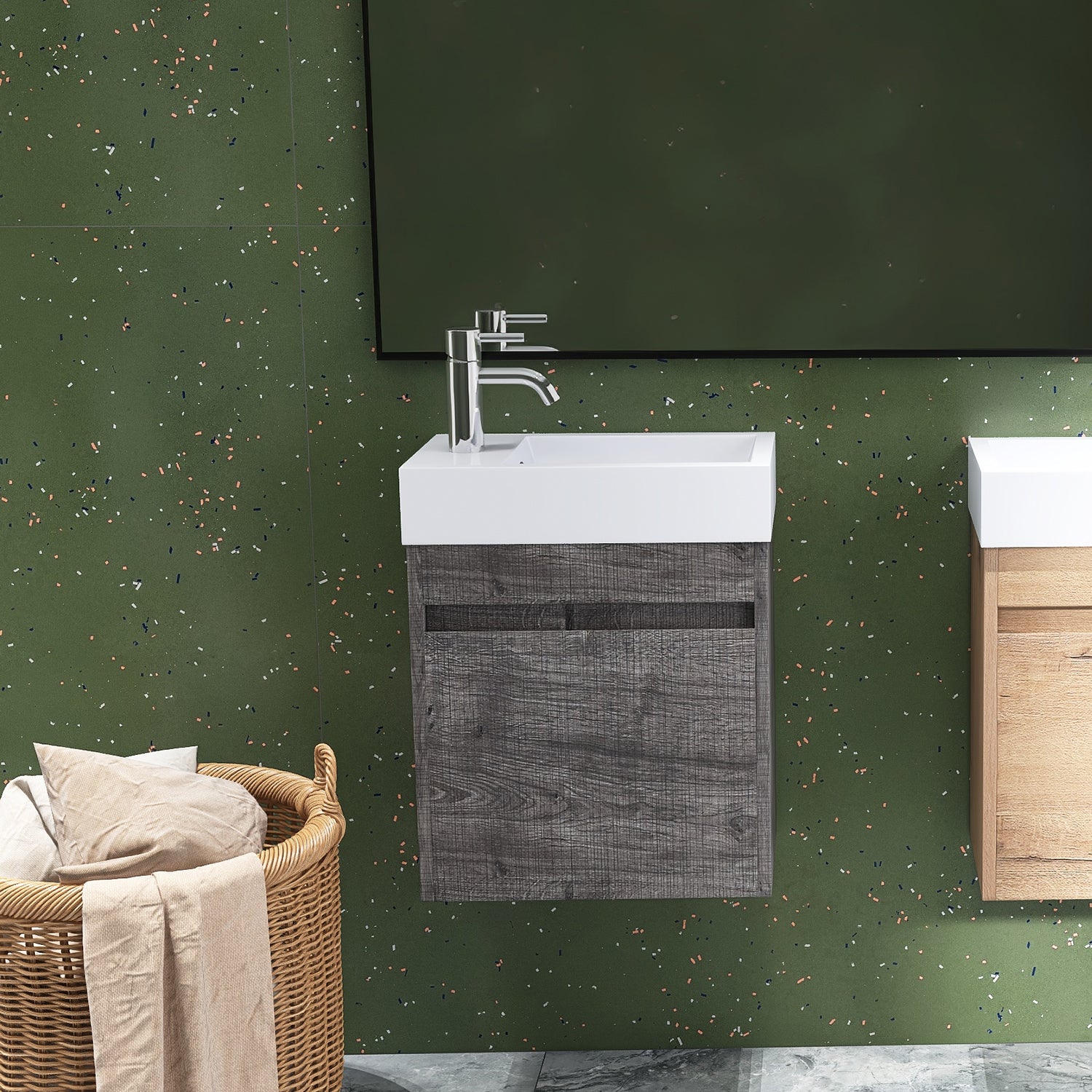 18 in. W x 10 in. D x 23 in. H Bath Vanity Set in Grey Oak with Cultured Marble Vanity Top in White with White Basin
