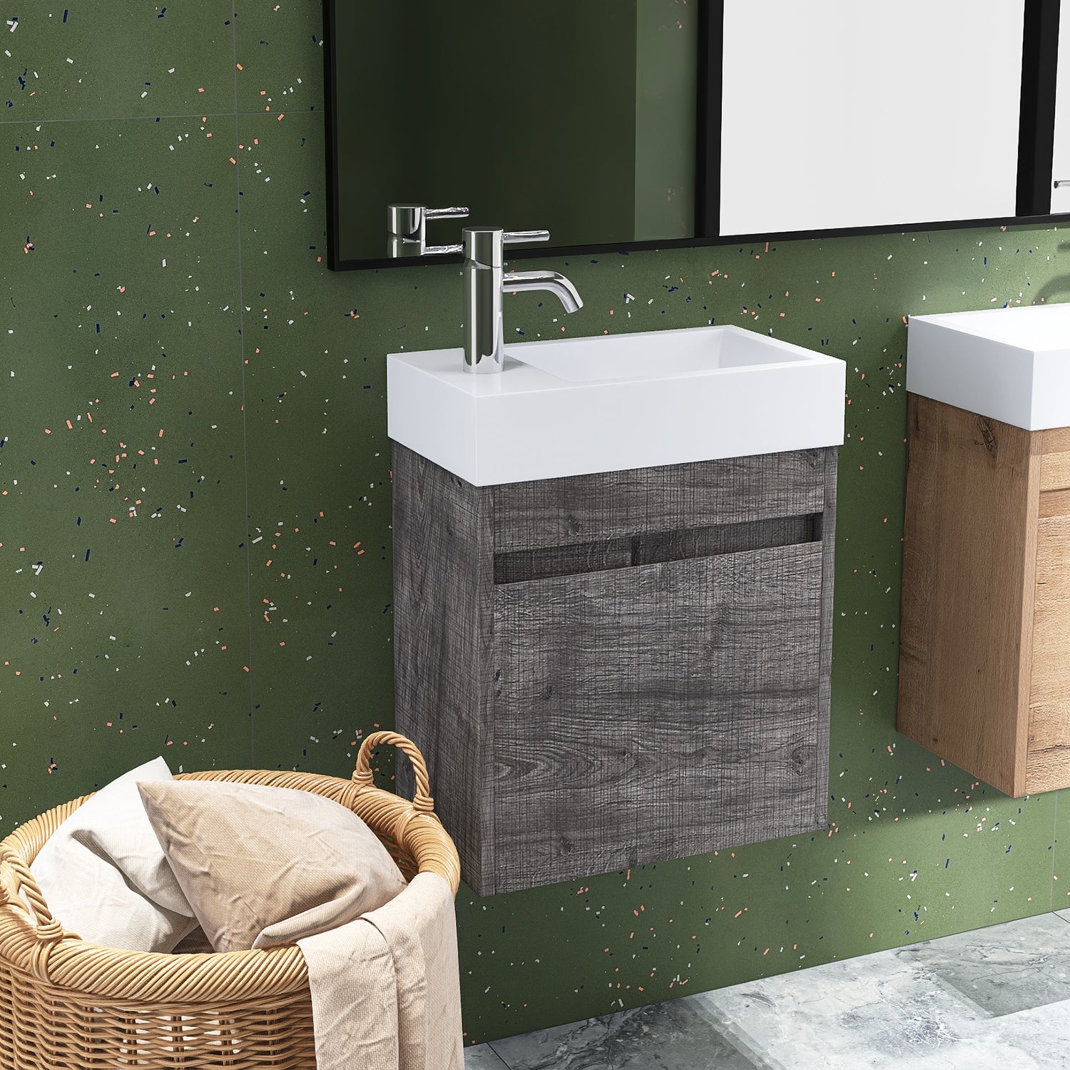 18 in. W x 10 in. D x 23 in. H Bath Vanity Set in Grey Oak with Cultured Marble Vanity Top in White with White Basin
