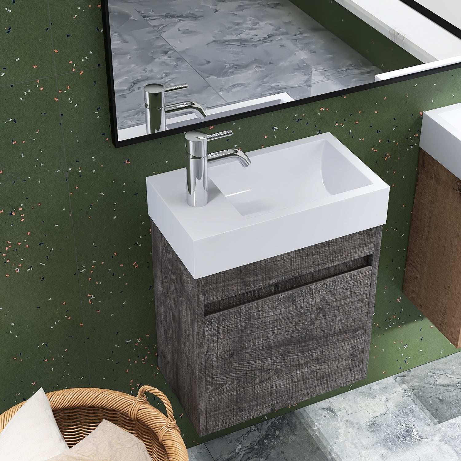 18 in. W x 10 in. D x 23 in. H Bath Vanity Set in Grey Oak with Cultured Marble Vanity Top in White with White Basin