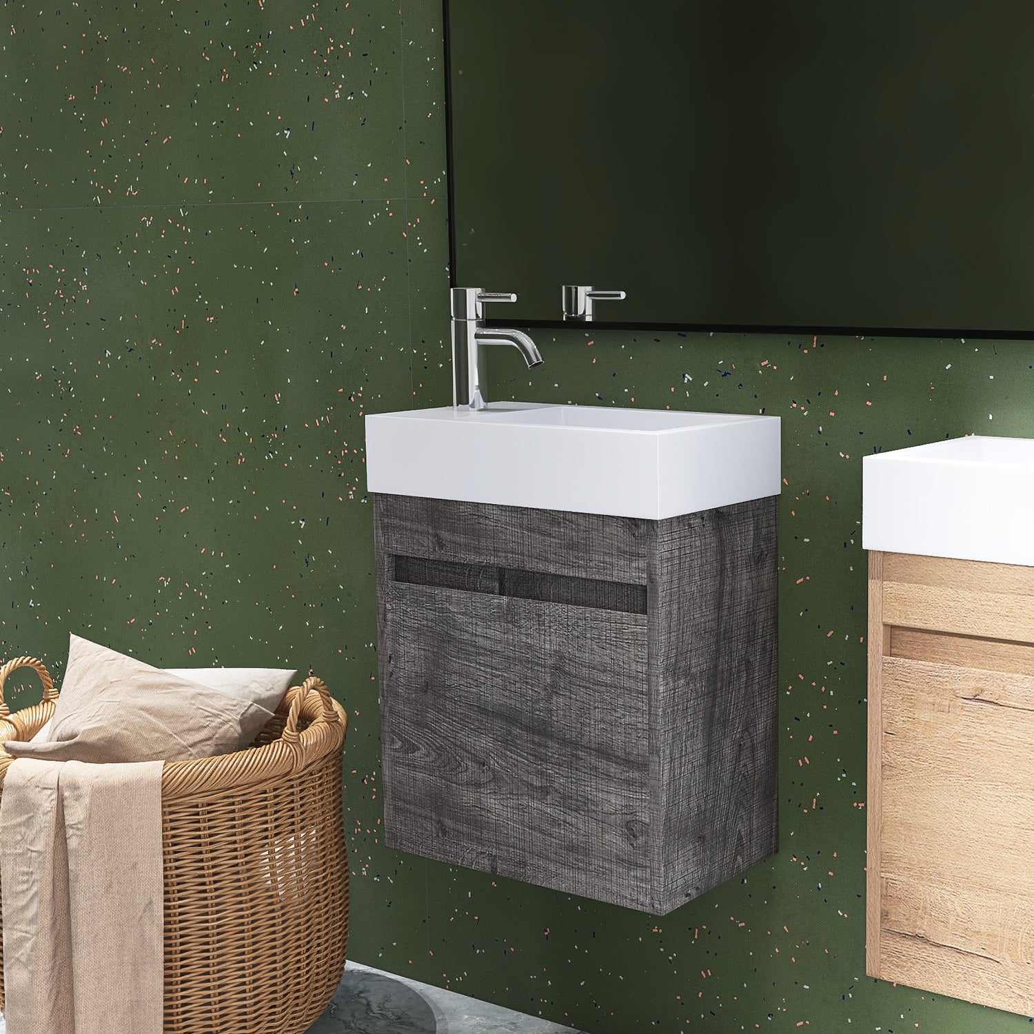 18 in. W x 10 in. D x 23 in. H Bath Vanity Set in Grey Oak with Cultured Marble Vanity Top in White with White Basin