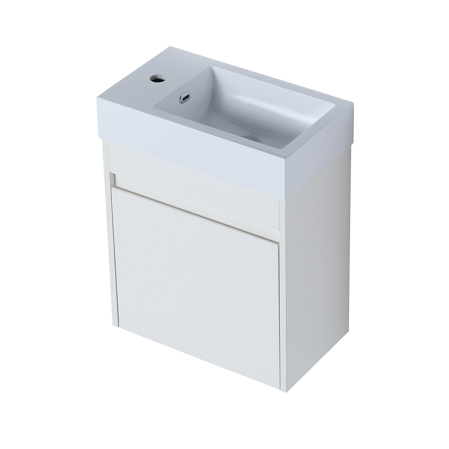 18 in. W x 10 in. D x 23 in. H Bath Vanity Set in White Straight Grain with Cultured Marble Vanity Top in White with White Basin