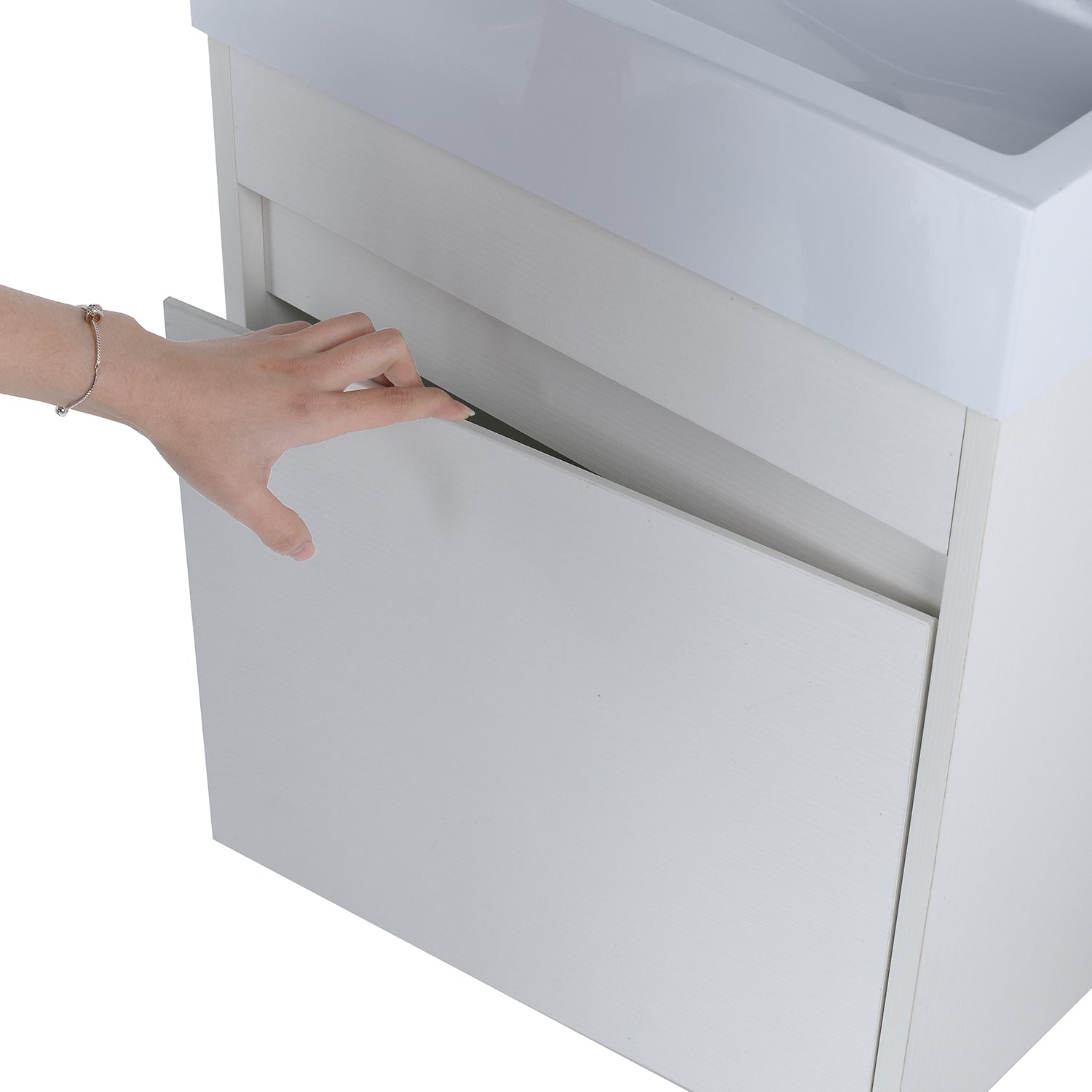 18 in. W x 10 in. D x 23 in. H Bath Vanity Set in White Straight Grain with Cultured Marble Vanity Top in White with White Basin