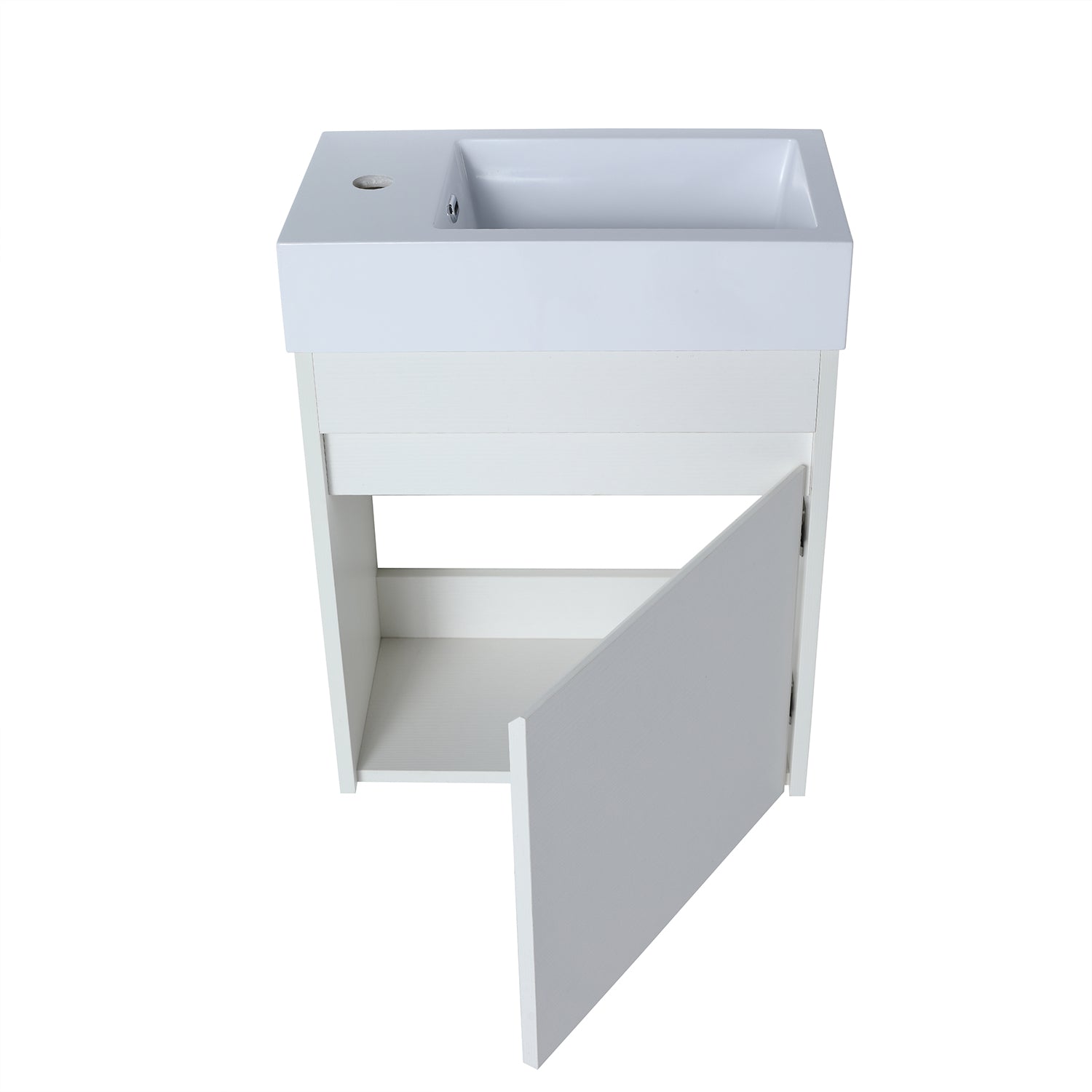 18 in. W x 10 in. D x 23 in. H Bath Vanity Set in White Straight Grain with Cultured Marble Vanity Top in White with White Basin