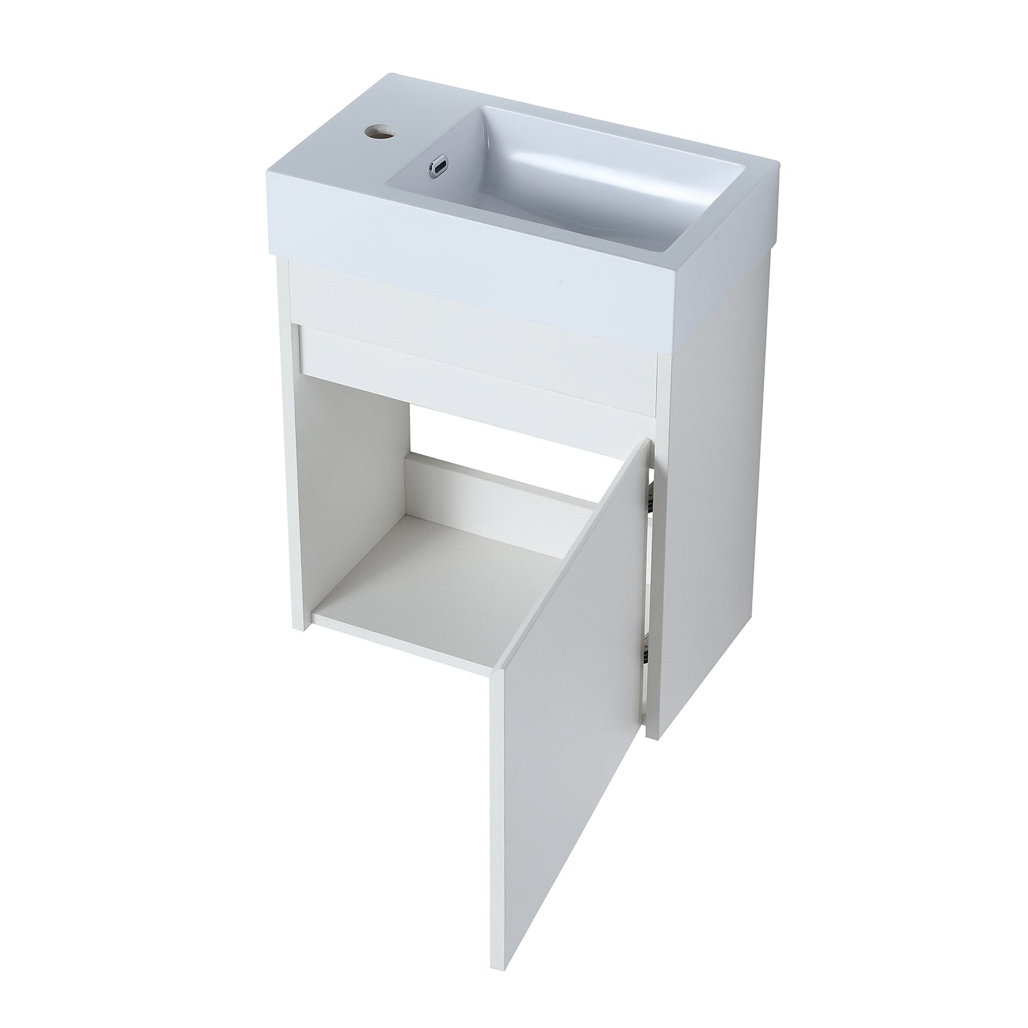 18 in. W x 10 in. D x 23 in. H Bath Vanity Set in White Straight Grain with Cultured Marble Vanity Top in White with White Basin