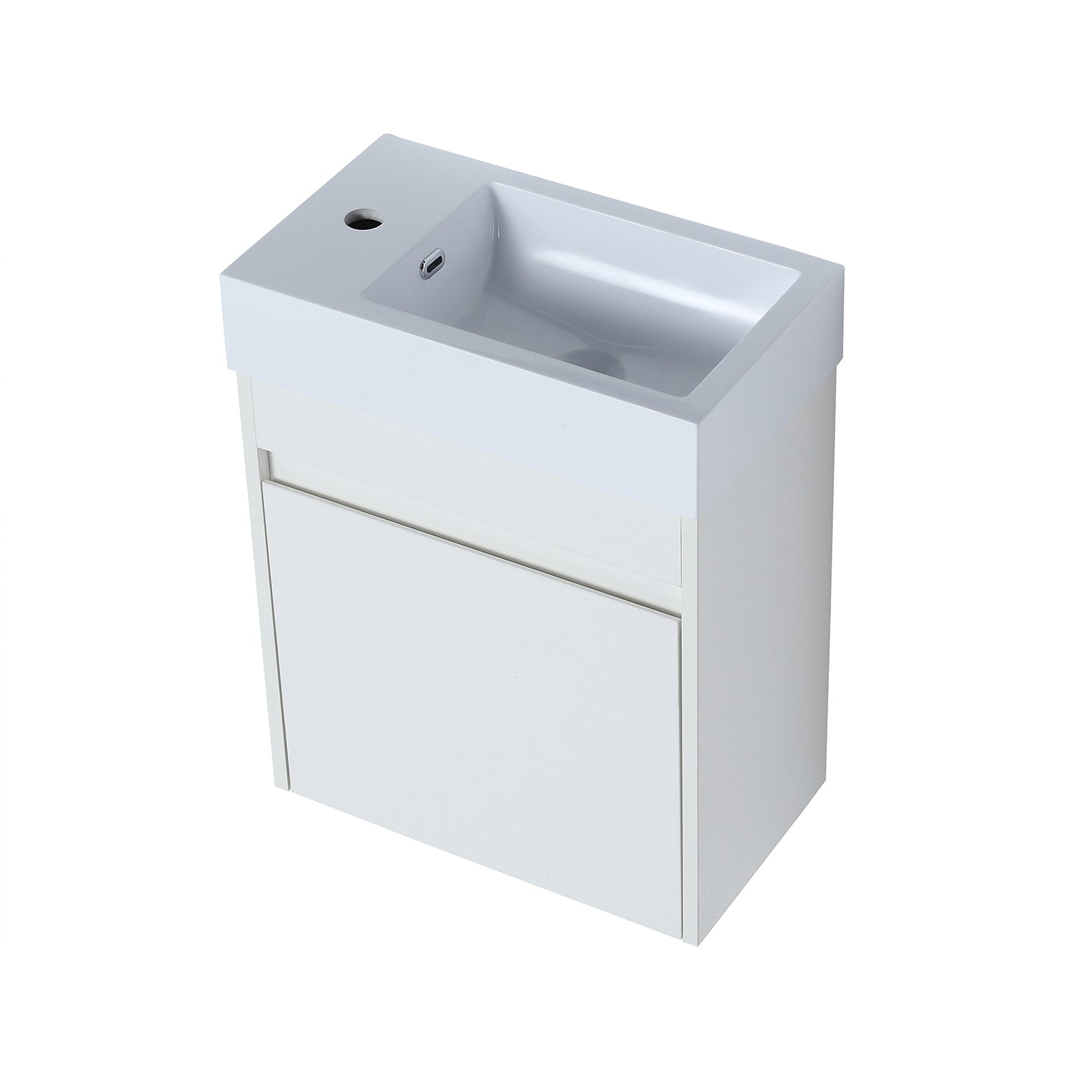 18 in. W x 10 in. D x 23 in. H Bath Vanity Set in White Straight Grain with Cultured Marble Vanity Top in White with White Basin