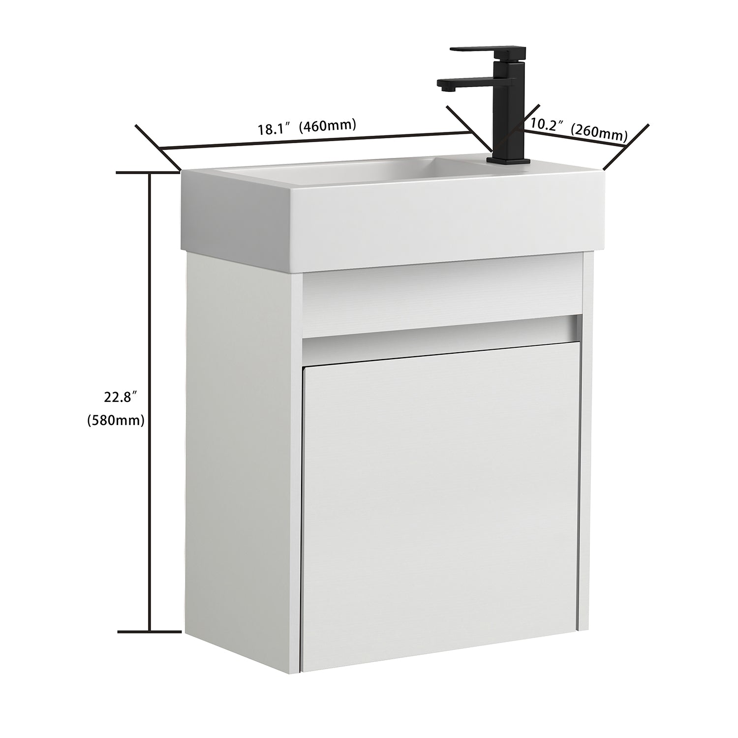 18 in. W x 10 in. D x 23 in. H Bath Vanity Set in White Straight Grain with Cultured Marble Vanity Top in White with White Basin