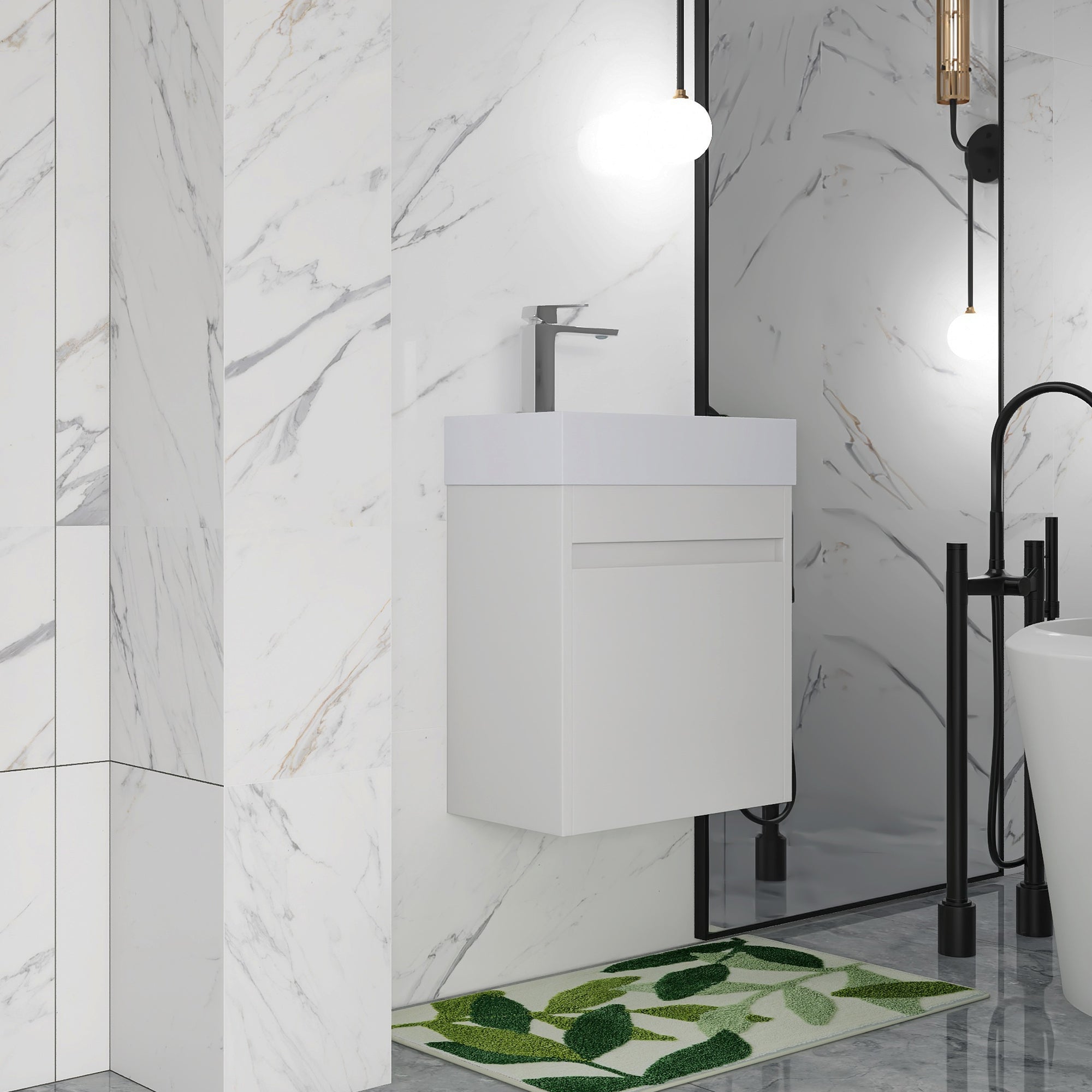 18 in. W x 10 in. D x 23 in. H Bath Vanity Set in White Straight Grain with Cultured Marble Vanity Top in White with White Basin