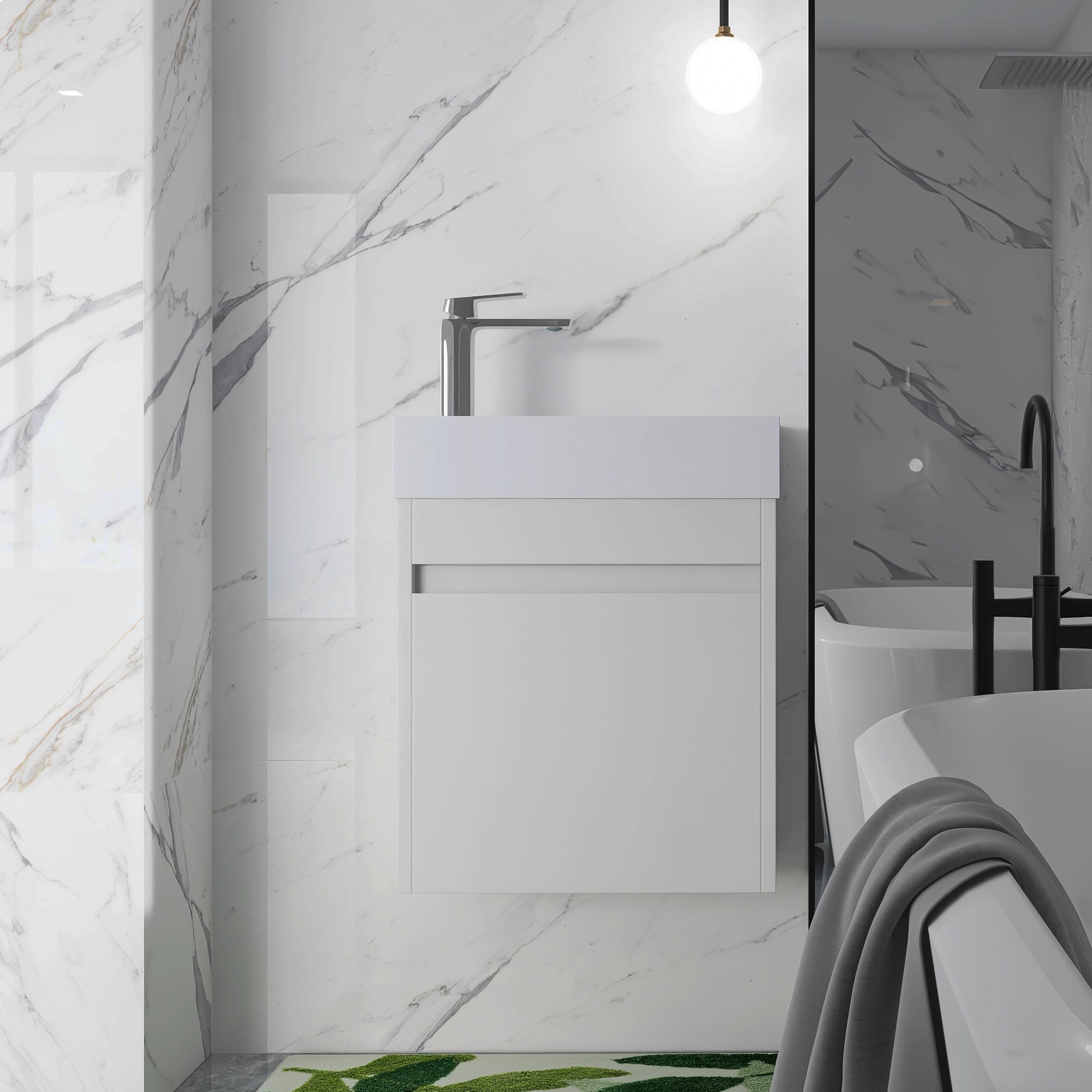 18 in. W x 10 in. D x 23 in. H Bath Vanity Set in White Straight Grain with Cultured Marble Vanity Top in White with White Basin